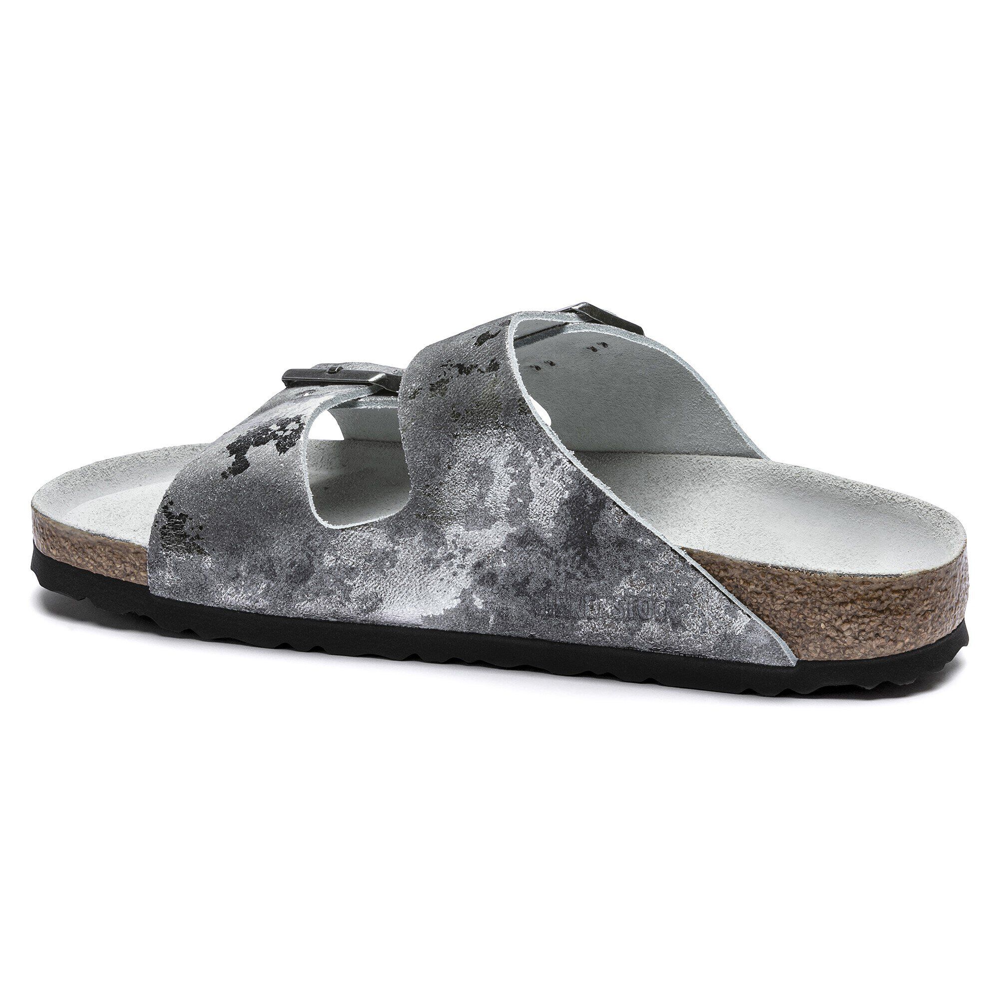 Arizona Suede Leather Vintage Metallic Gray Silver