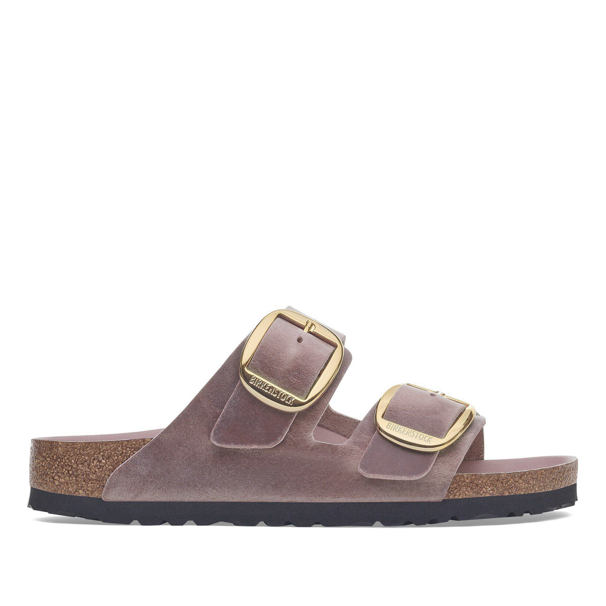 サンダル・ミュール BIRKENSTOCK ARIZONA - Leather slipper with large buckle Arizona Big Buckle Nubuck Leather Burnt Orange | BIRKENSTOCK