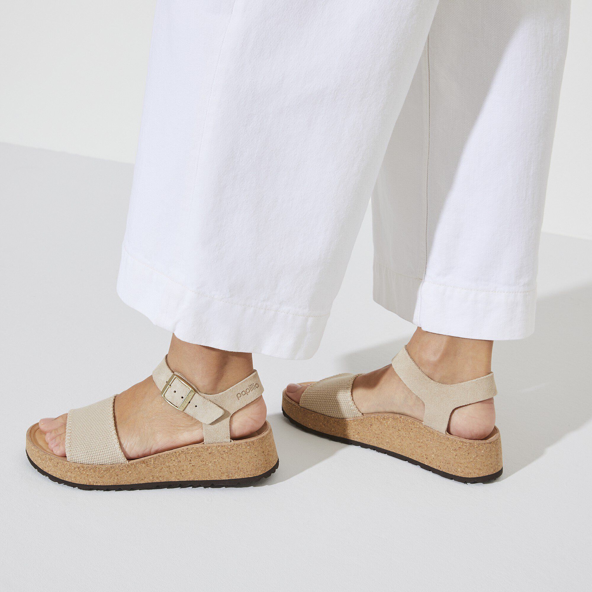 【Birkenstock】Glenda スエード レザー テキスタイル サンダル Glenda Nubuck Leather Sandcastle | BIRKENSTOCK