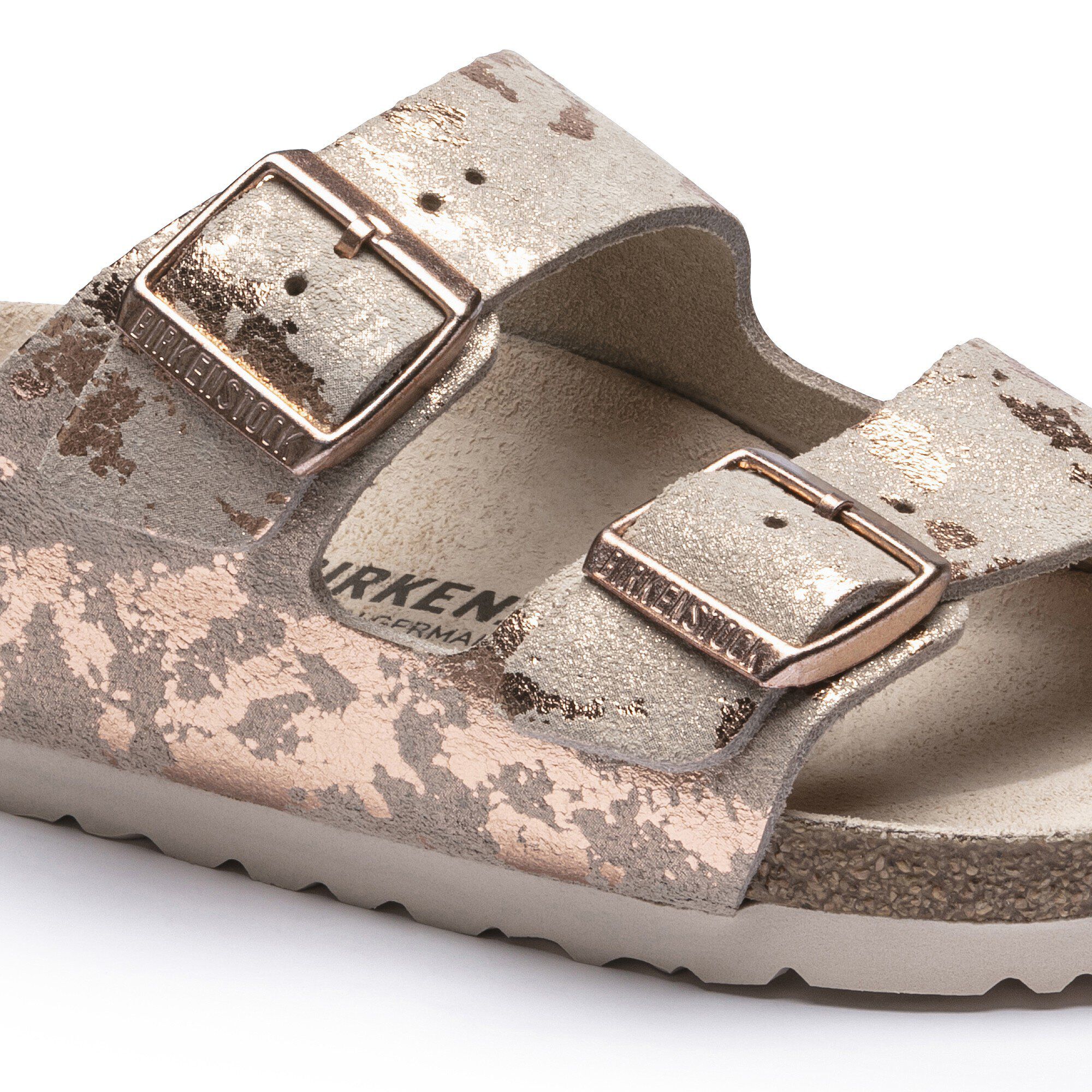 Birkenstock arizona clearance metallic rose gold