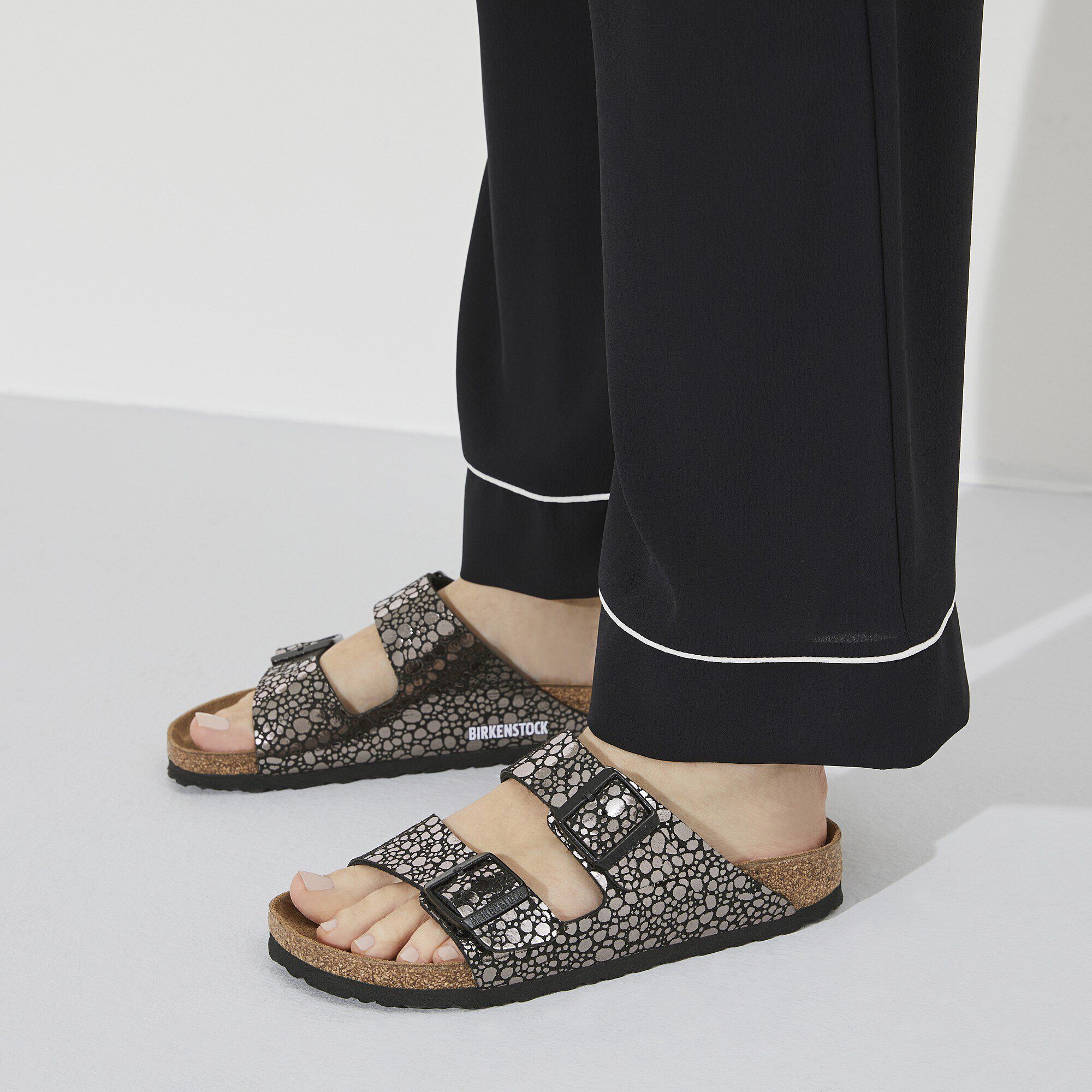 Birkenstock arizona clearance metallic stones silver