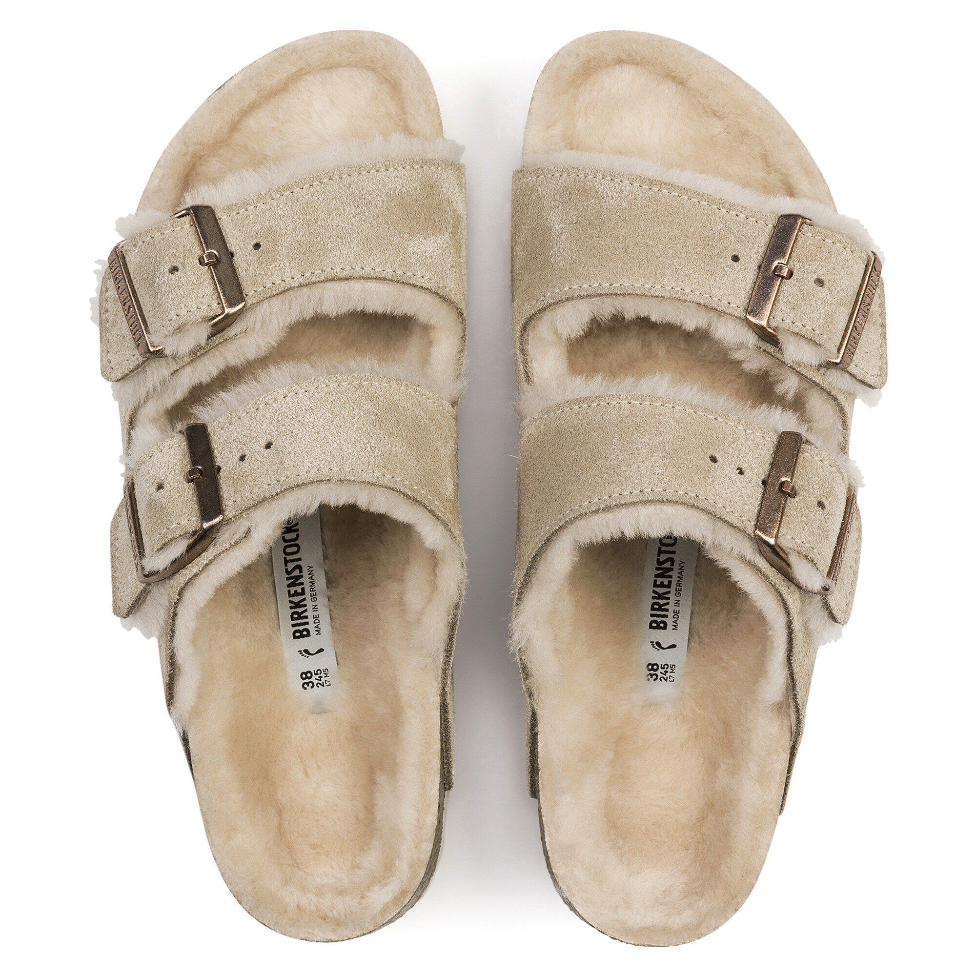Arizona Shearling Suede Leather Nude BIRKENSTOCK