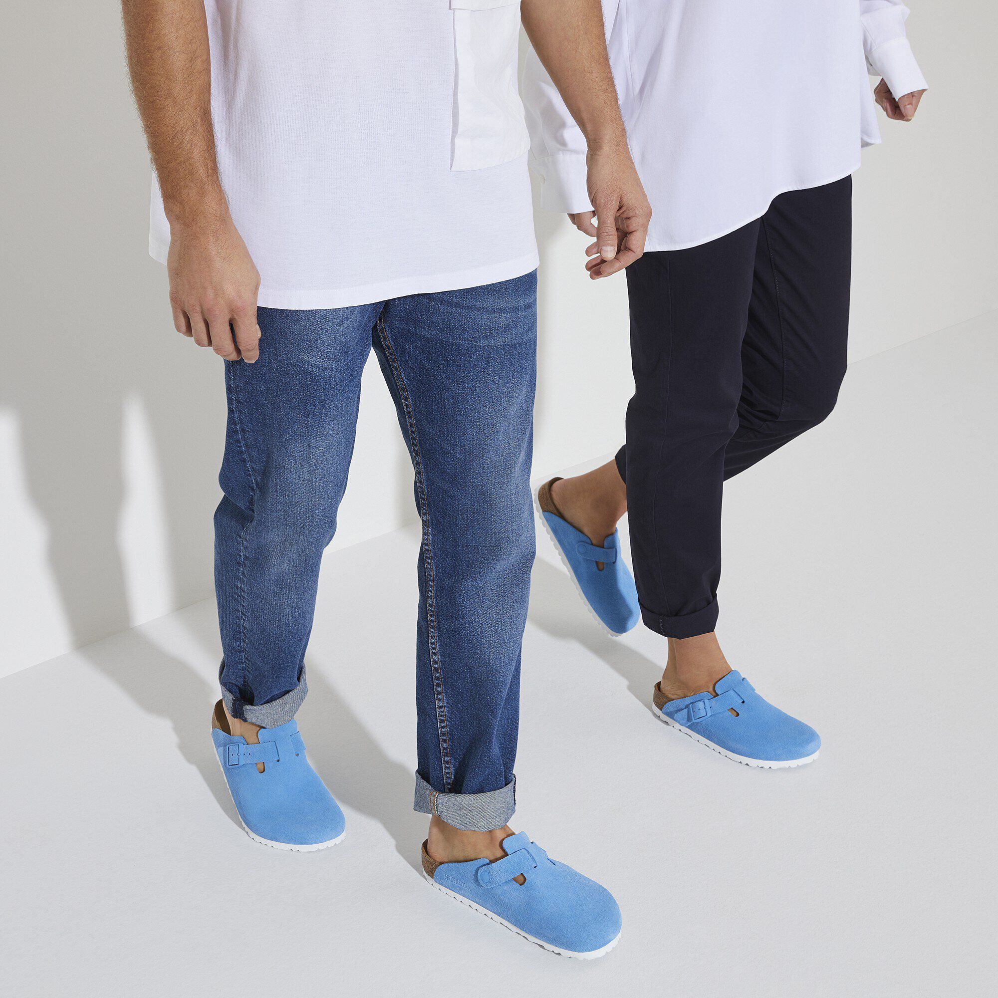 Boston Suede Leather Sky Blue BIRKENSTOCK
