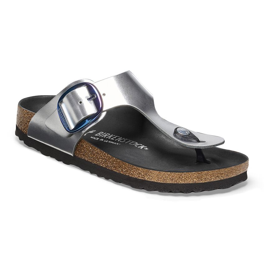 birkenstock gizeh silver metallic