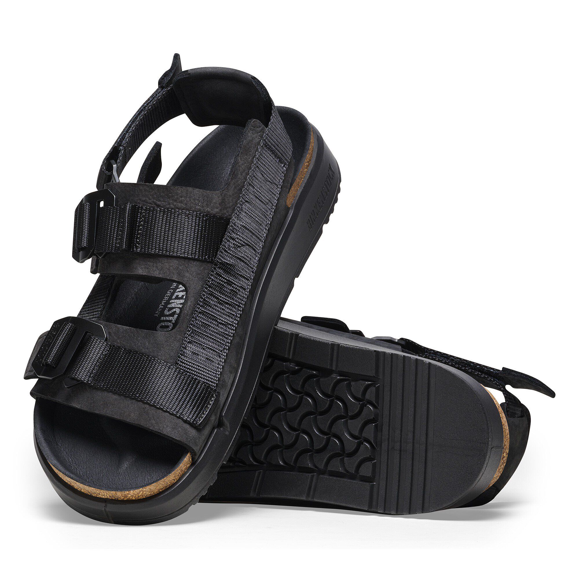 サンダル Birkenstock Shinjuku Black Leather And Textile Slipper Shinjuku Leather-Textile Black | BIRKENSTOCK
