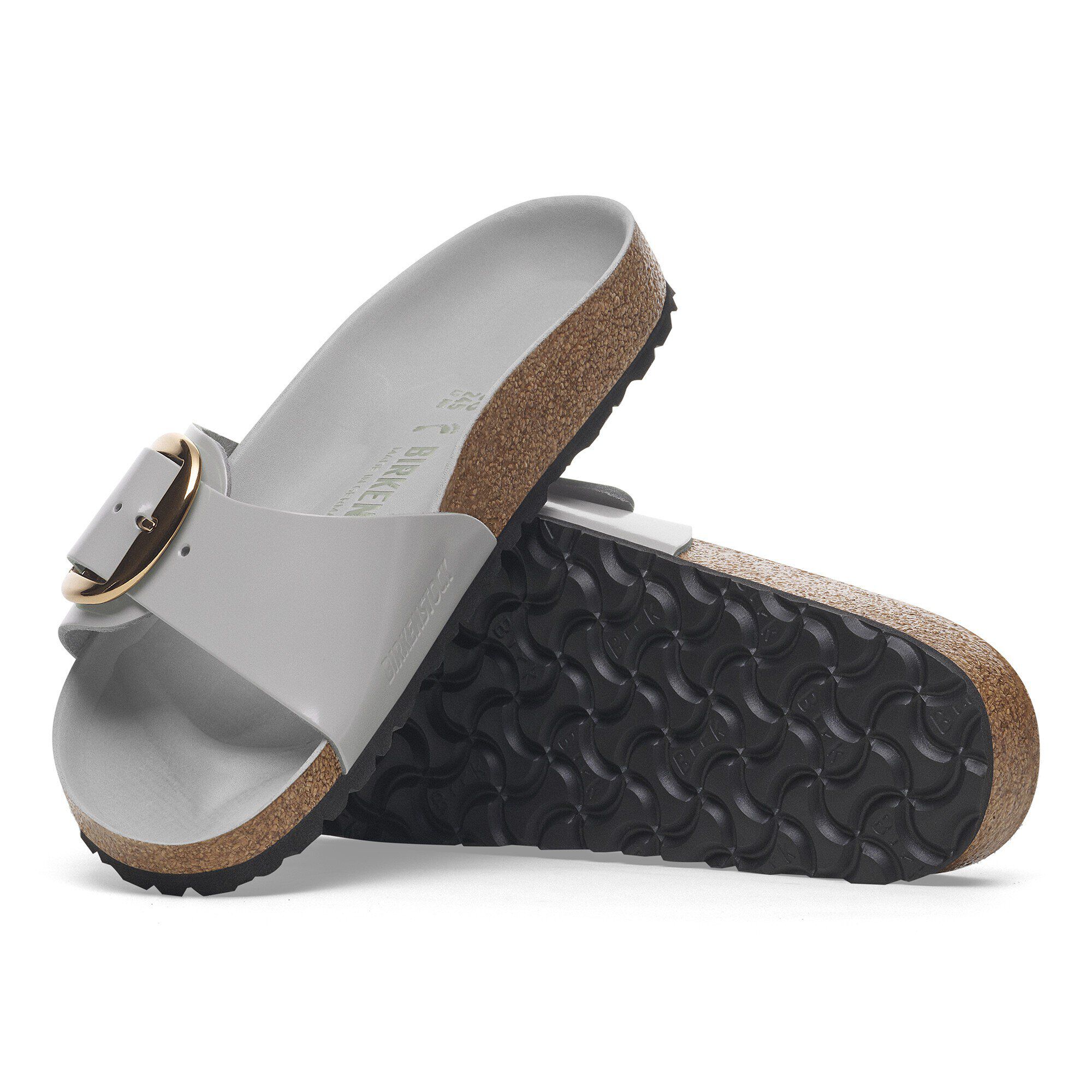 BIRKENSTOCK 　Madrid　Big　Buckleシルバー 37 Madrid Big Buckle Natural Leather Patent High-Shine Stone