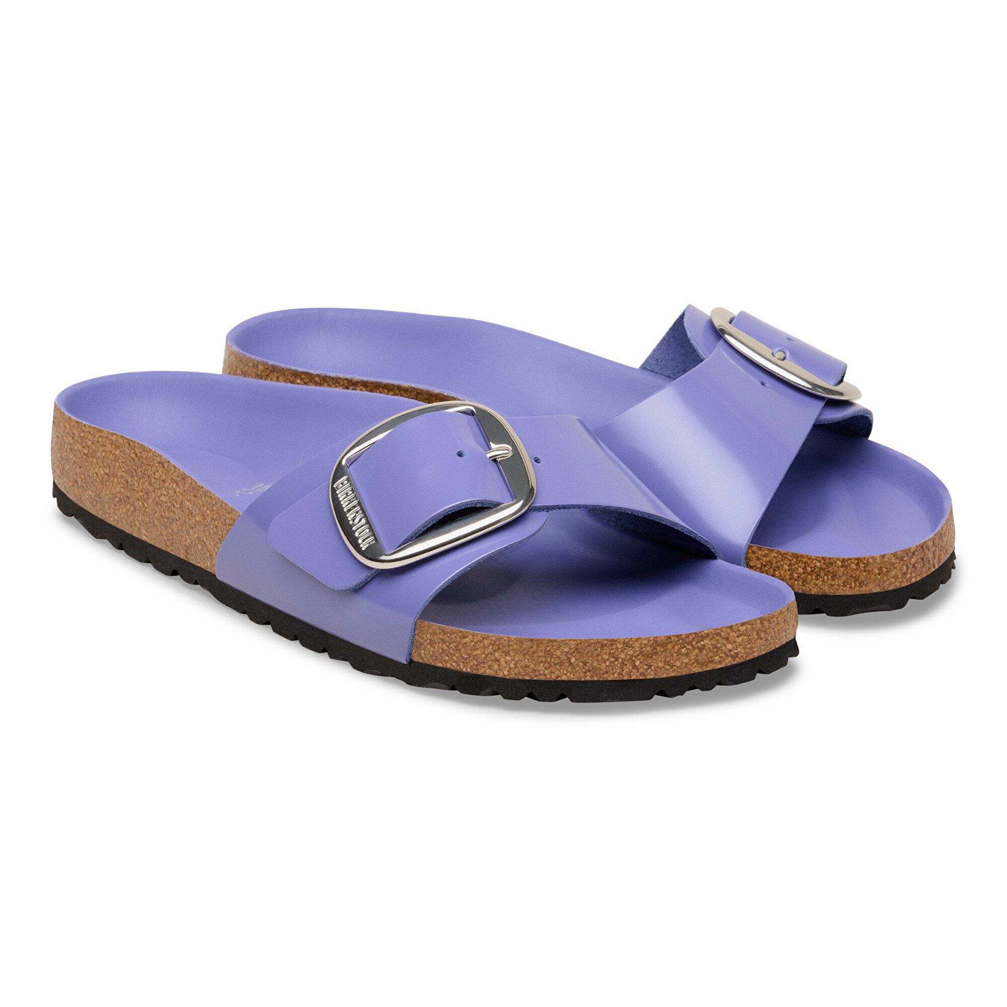 Madrid Big Buckle Natural Leather Patent - shown as a pair