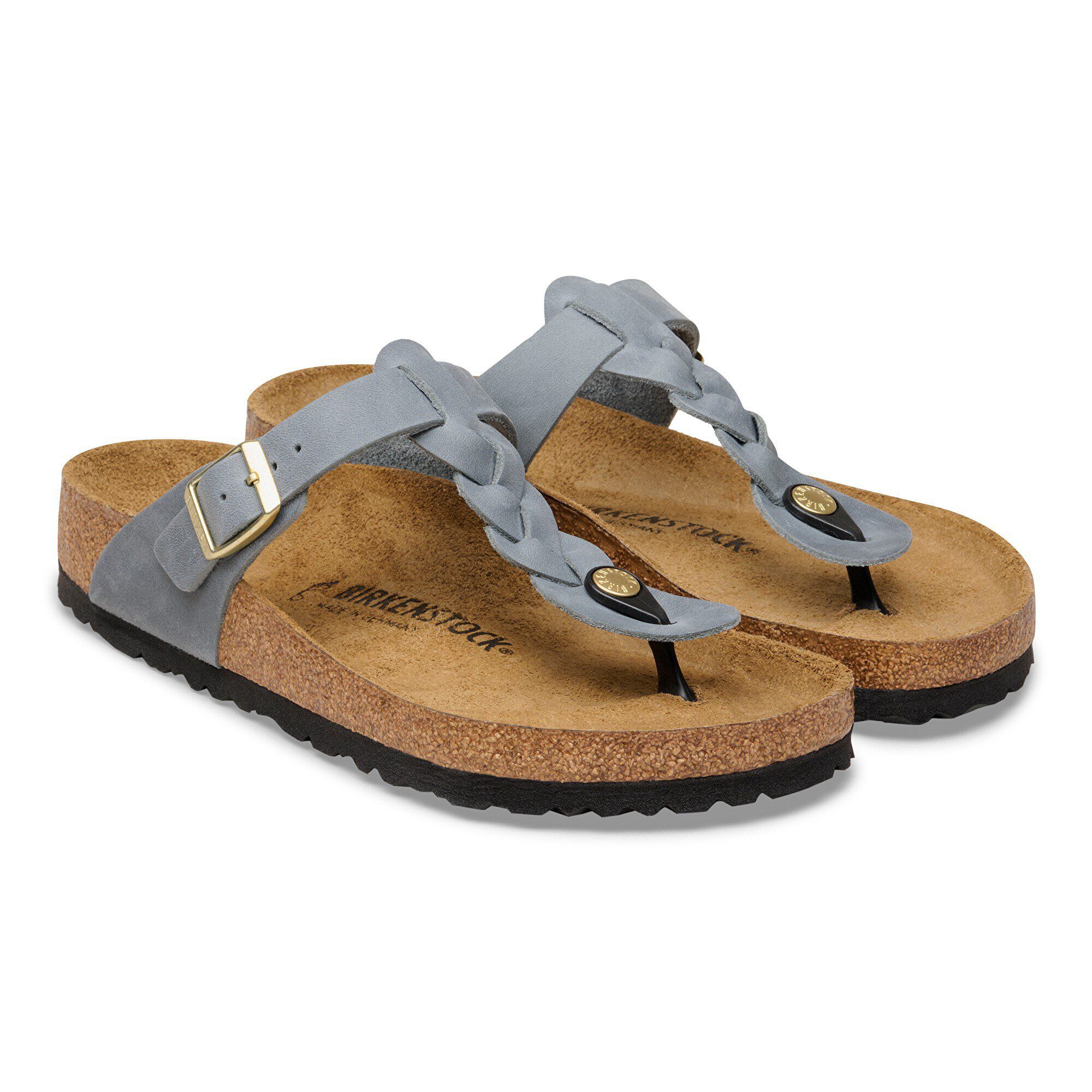 Gizeh Braided Natural Leather Oiled - shown as a pair