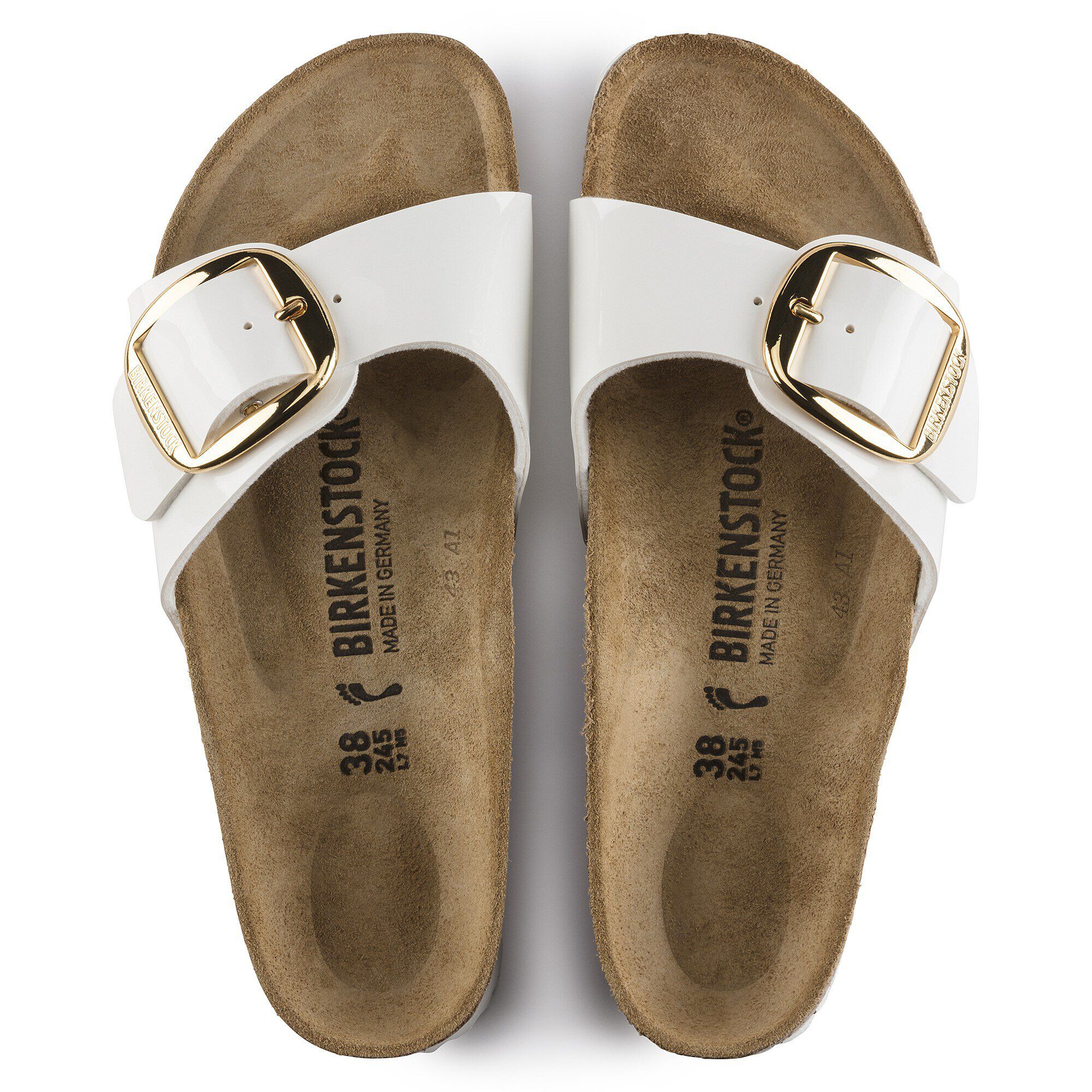 【新品】BIRKENSTOCK Madrid 26cm Madrid Big Buckle Natural Leather Patent in High-Shine Light
