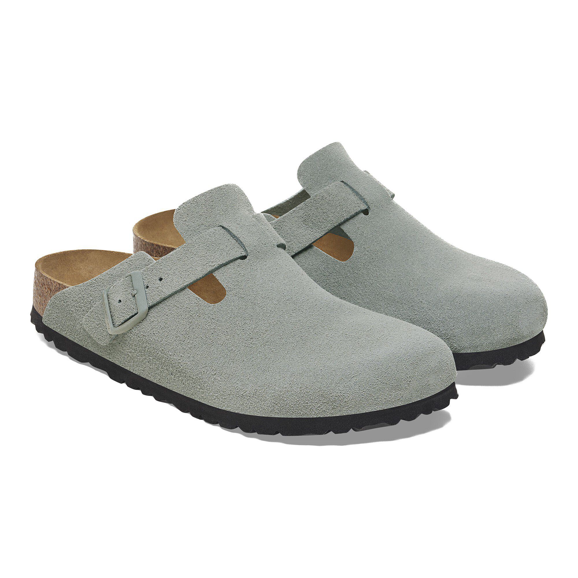 Boston Soft Footbed Suede Leather in Color Pure Sage