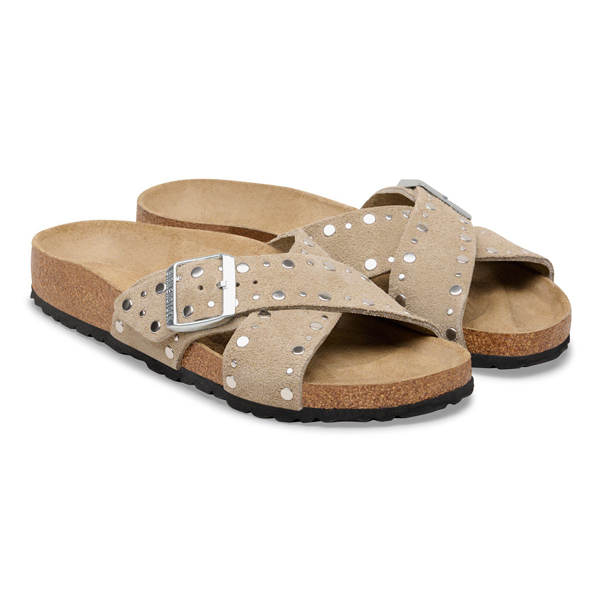 Siena Rivet Border Suede Leather - shown as a pair