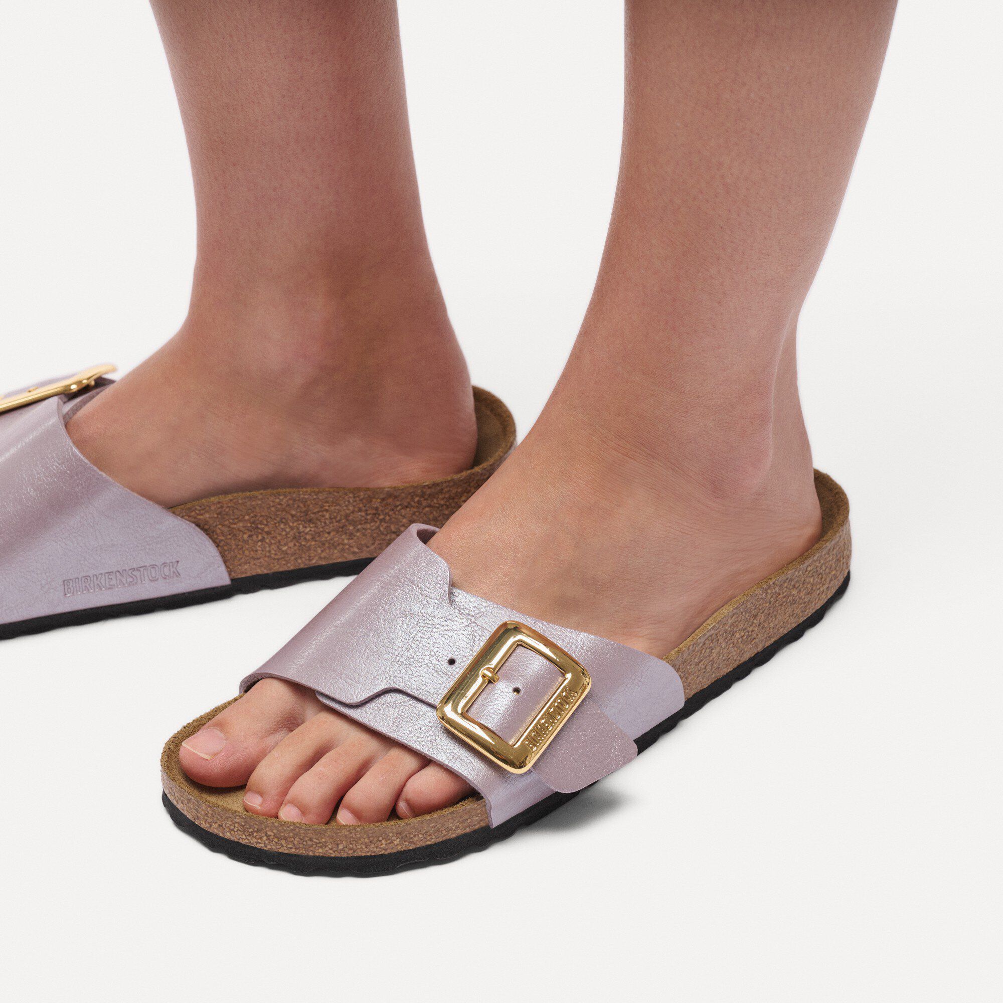 Catalina Cushion Buckle Birko-Flor Close-up with a female model