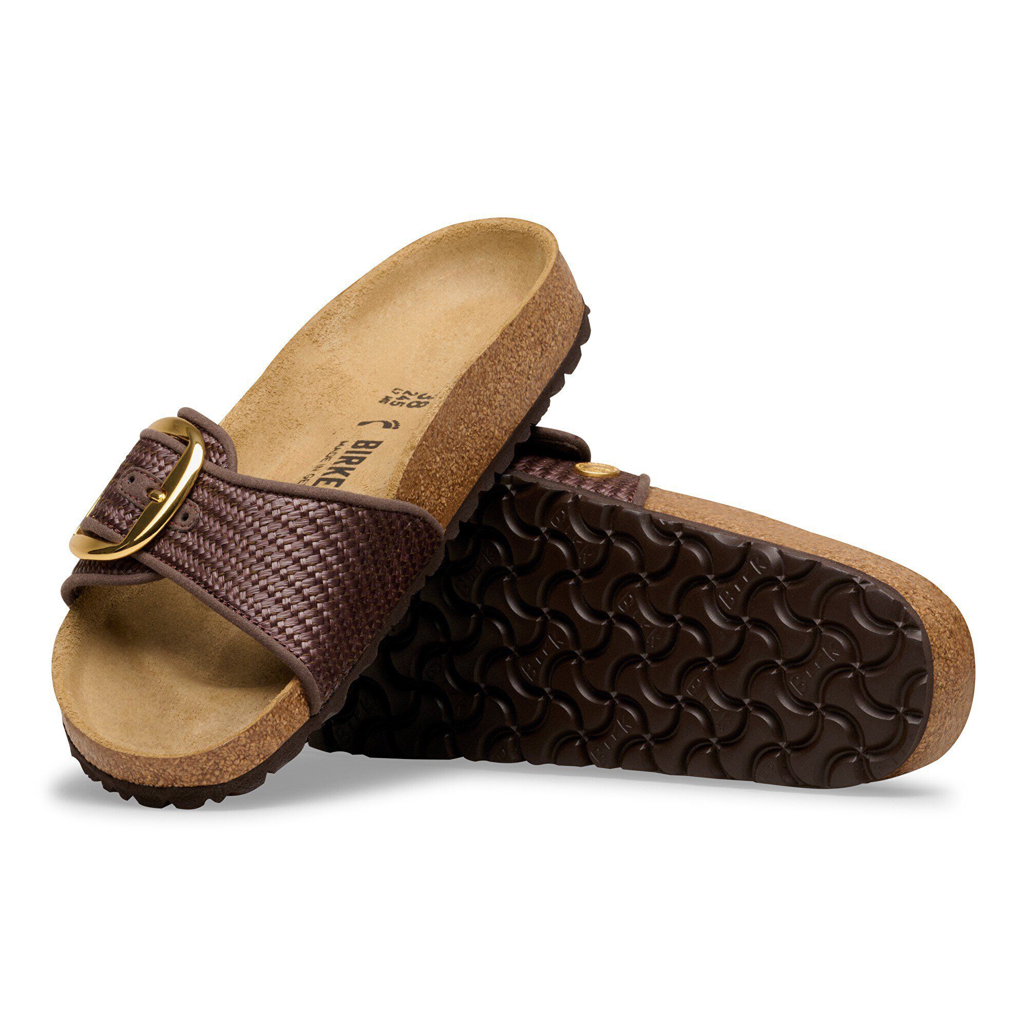 Madrid Big Buckle Raffia Textile with outer sole details