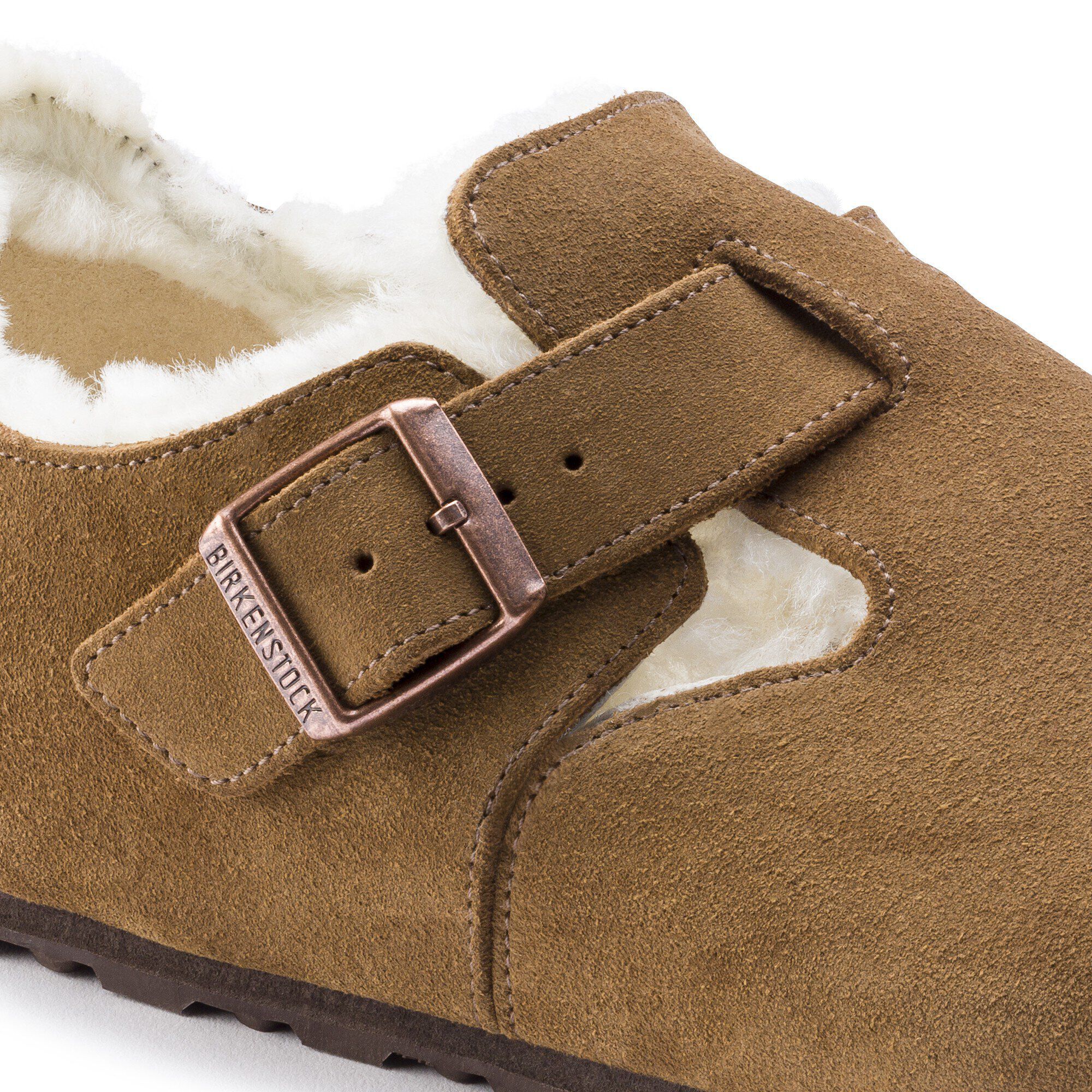 London Shearling Suede Leather Close-up view showing material detail