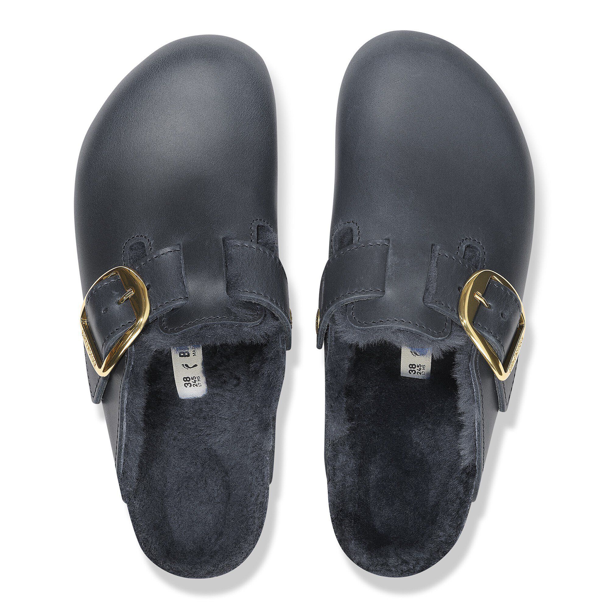 Boston Big Buckle Shearling Cuero engrasado