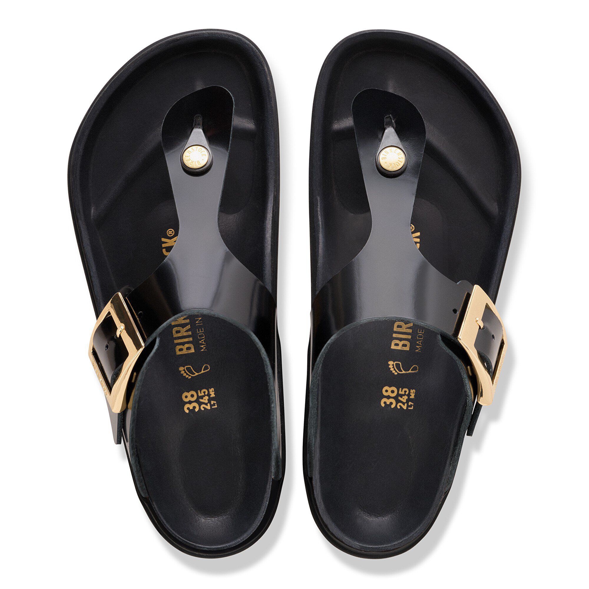 Gizeh Droplet Buckle Cuir naturel verni - a top view