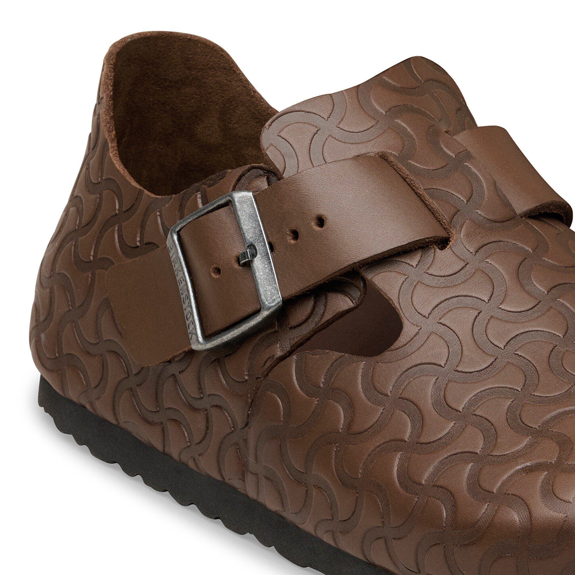 London Single Strap Natural Leather Embossed