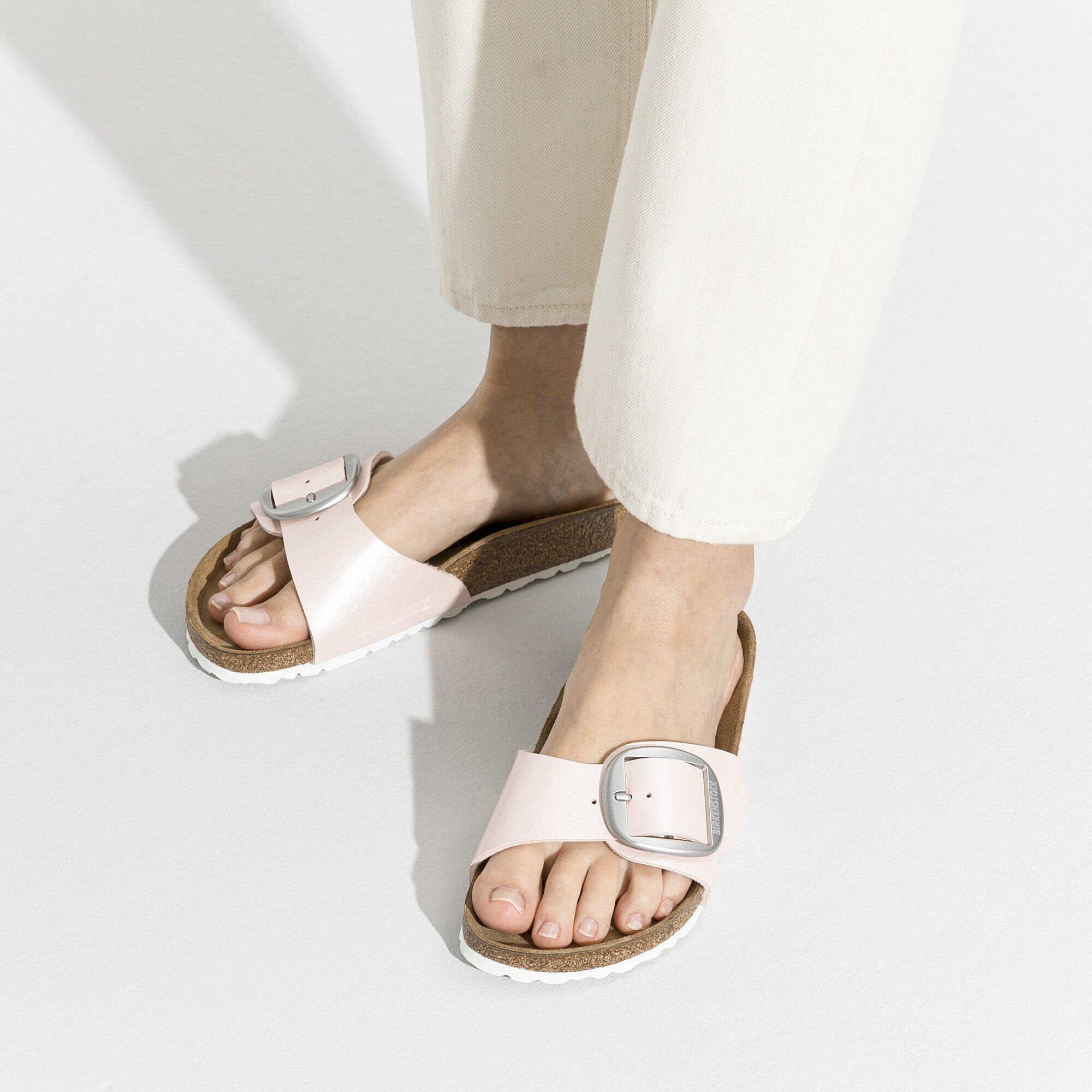 Madrid Big Buckle Birko-Flor Close-up with a female model