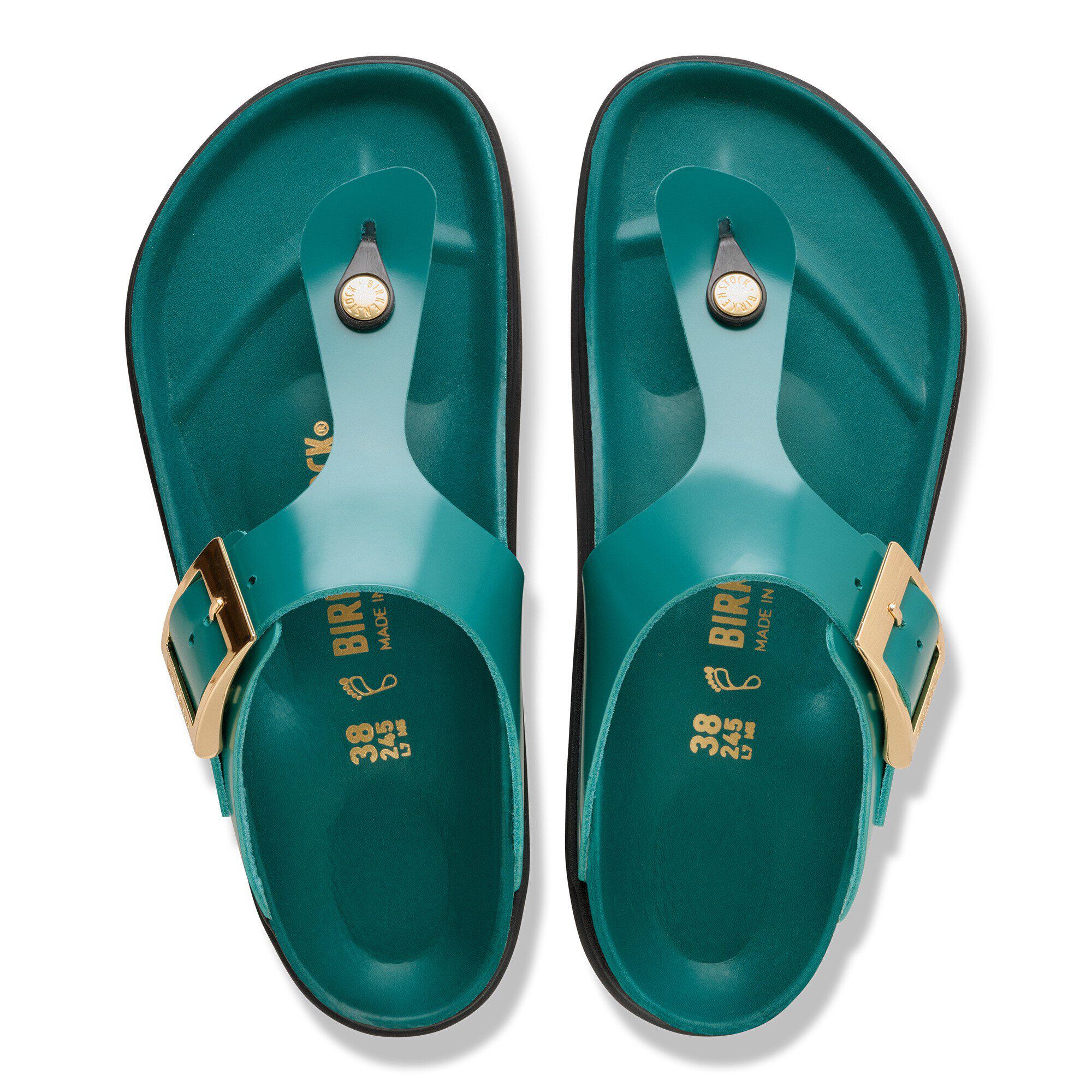 Gizeh Droplet Buckle Pelle naturale vernice - a top view