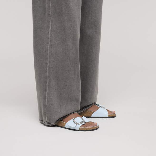 Madrid Big Buckle Natural Leather Patent