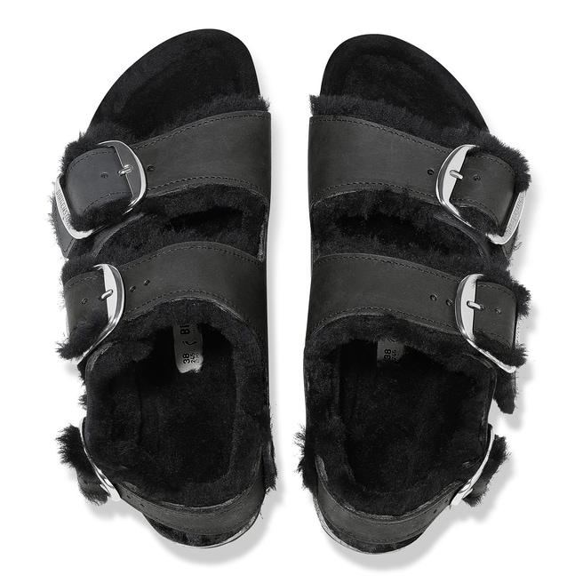Milano Big Buckle Shearling جلد معزز بالزيوت