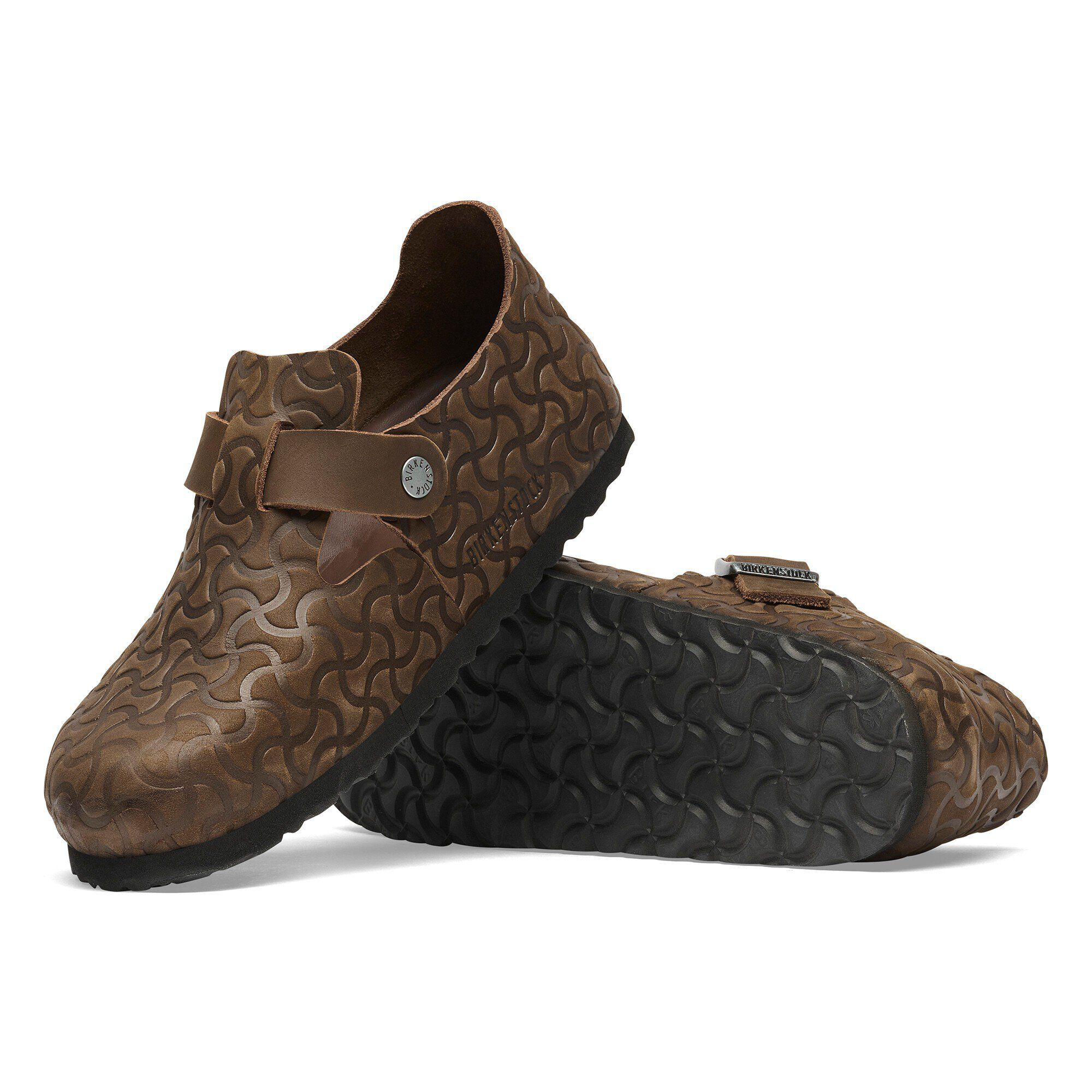 London Single Strap Natural Leather Embossed with outer sole details