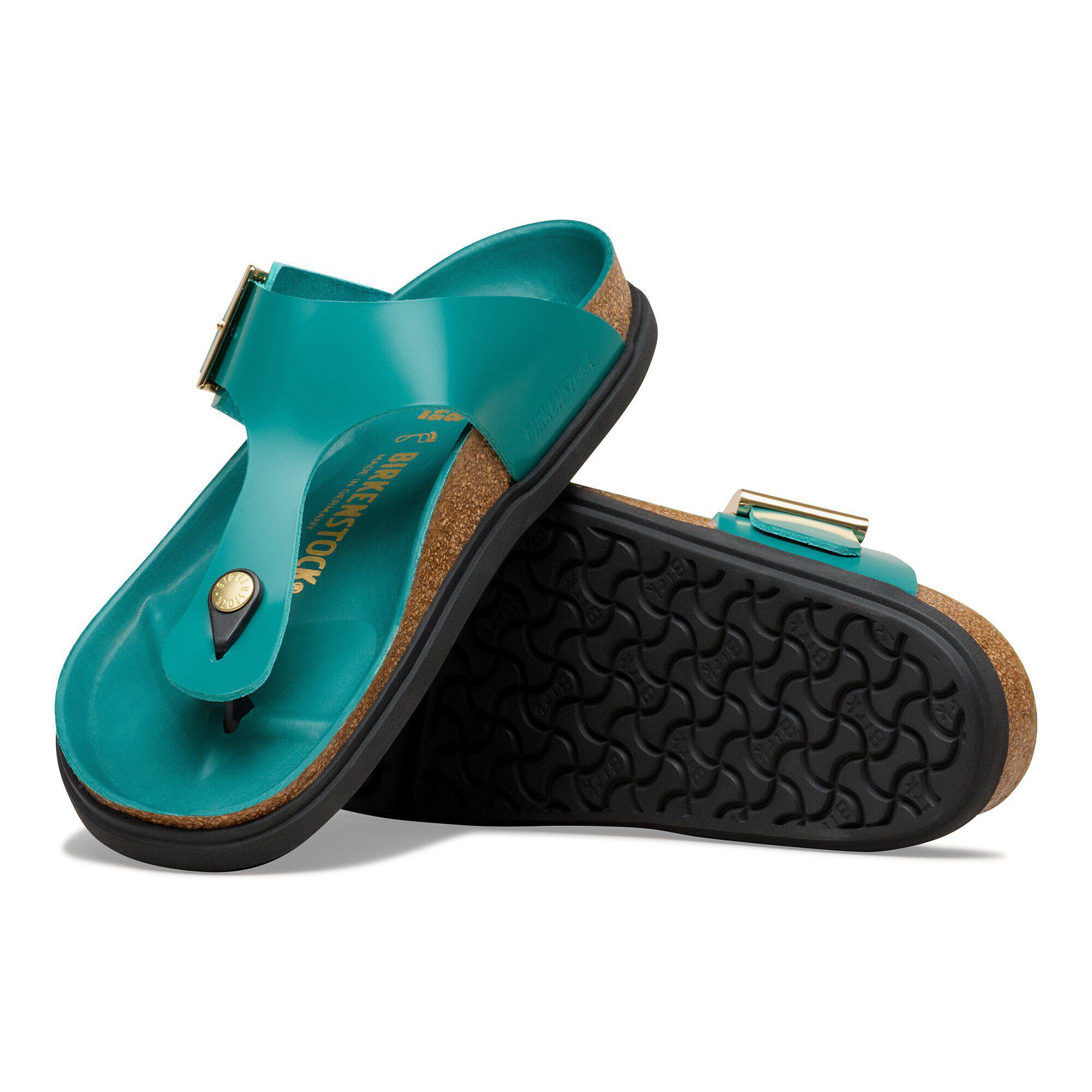 Gizeh Droplet Buckle Pelle naturale vernice with outer sole details