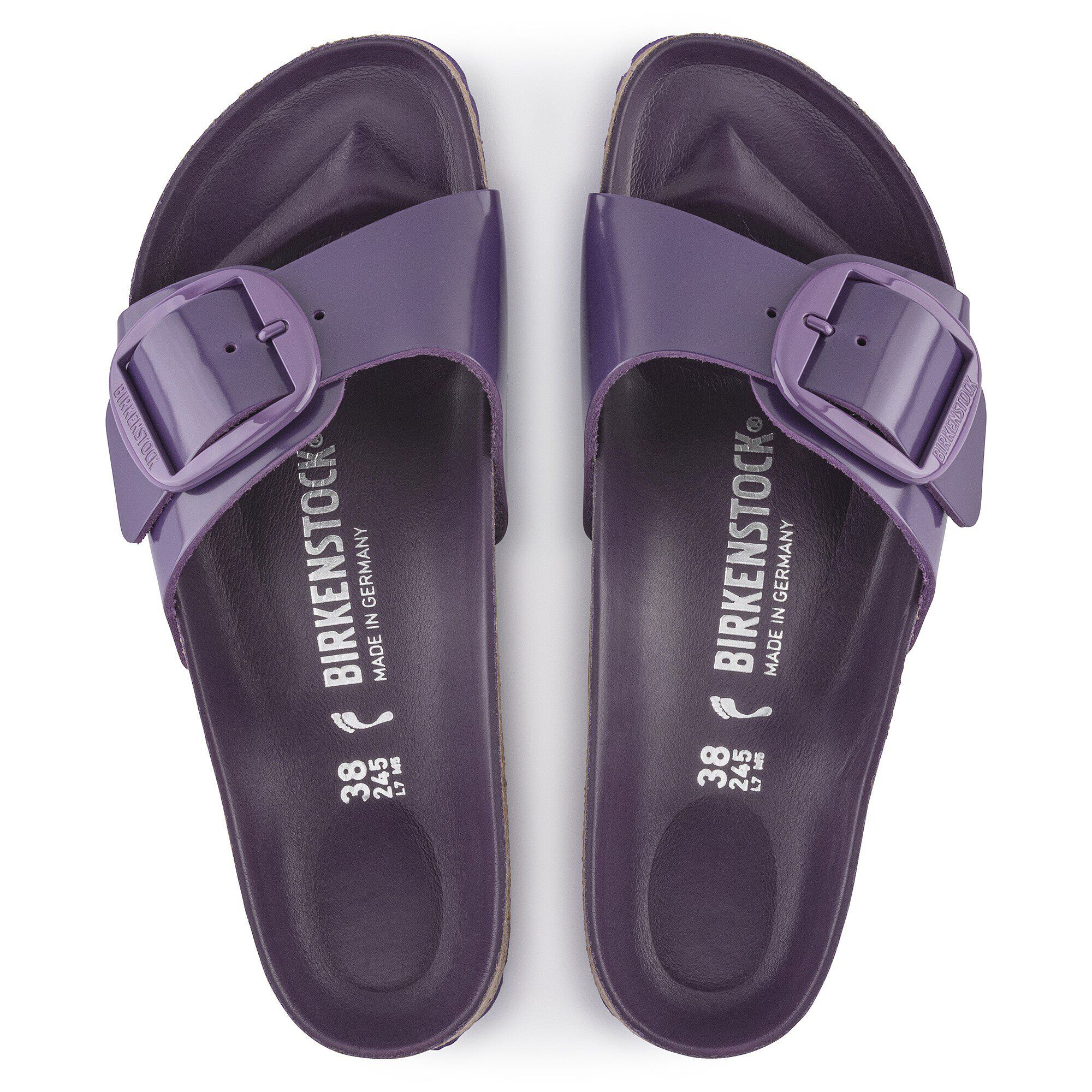 مدريد إبزيم كبير جلد طبيعي لامع