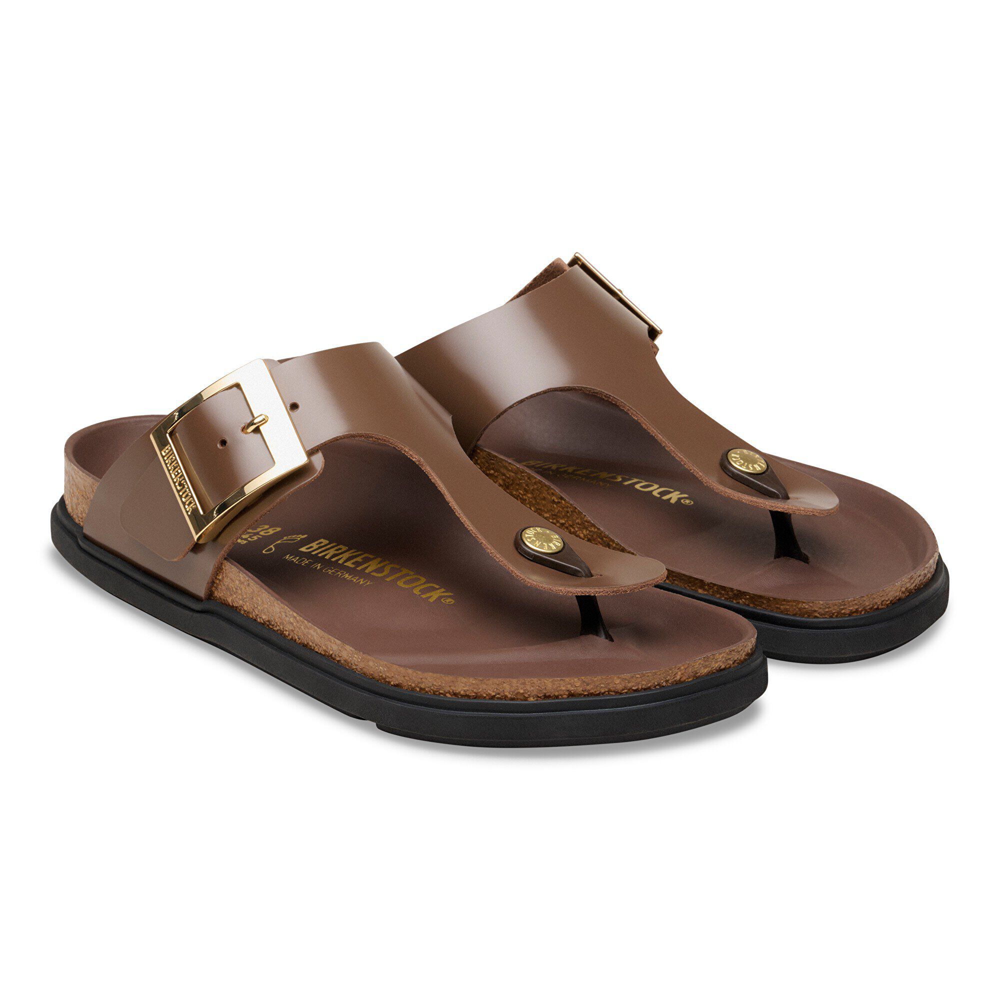 Gizeh Droplet Buckle جلد طبيعي لامع - shown as a pair