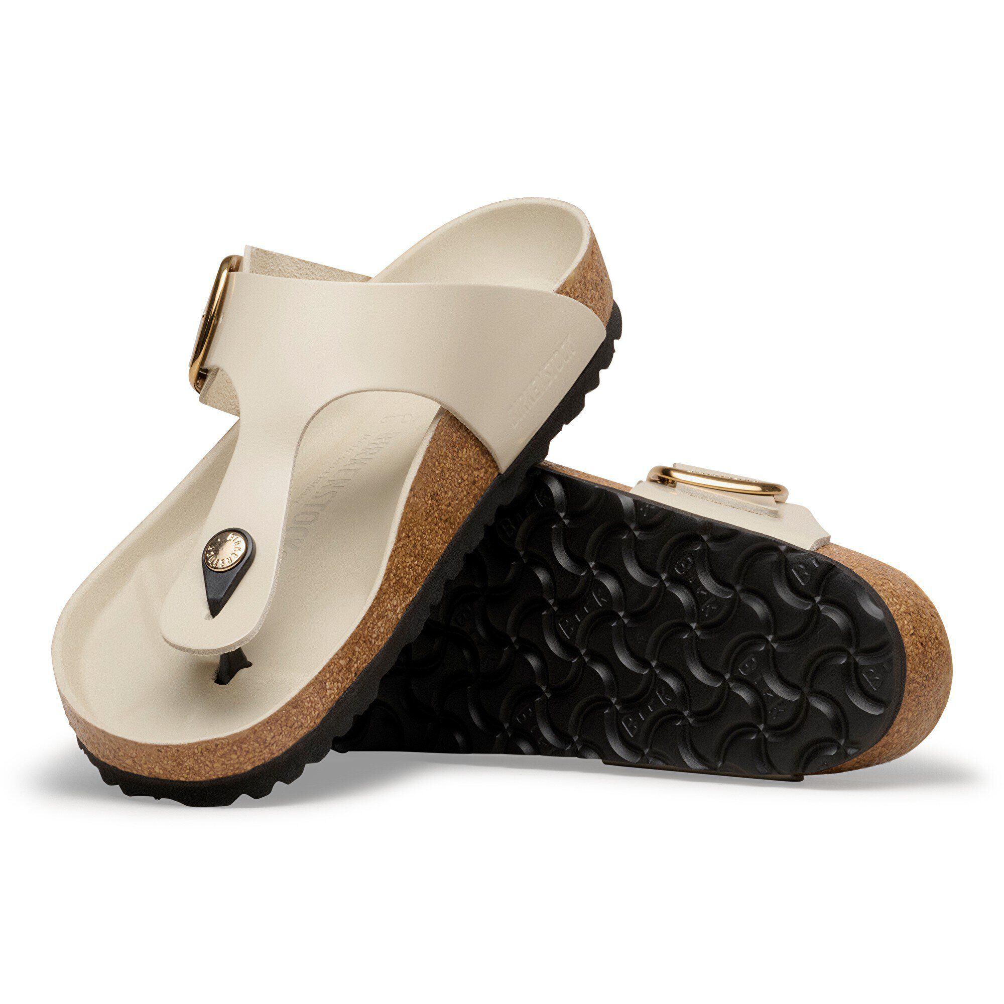 Gizeh Big Buckle Naturleder Lack with outer sole details