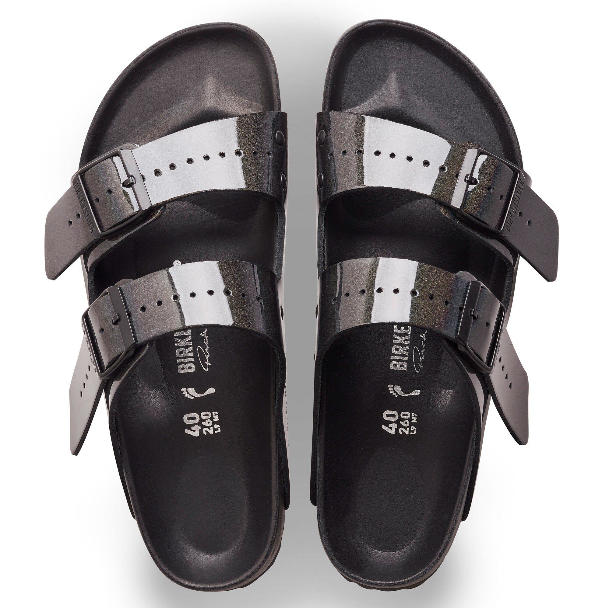 BIRKENSTOCK Rick Owens サンダル Rick Owens Arizona Natural Leather in Color Black Iridescent
