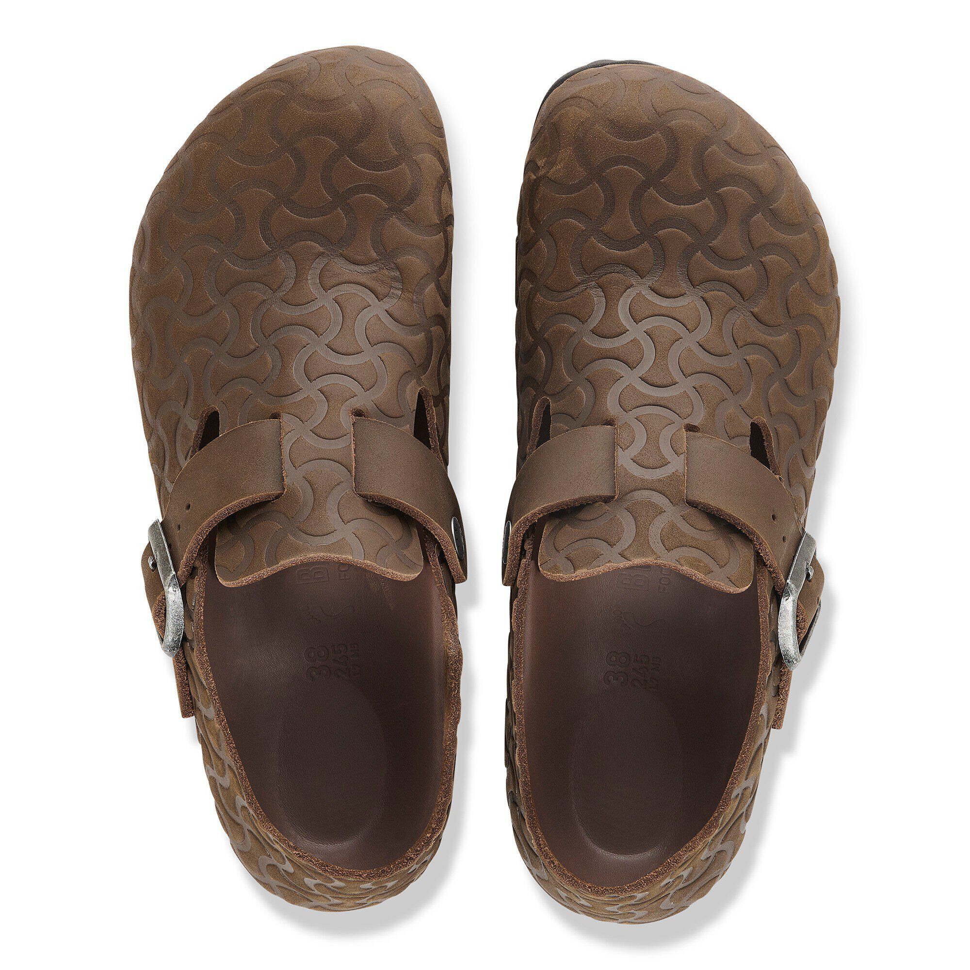 London Single Strap Natural Leather Embossed - a top view