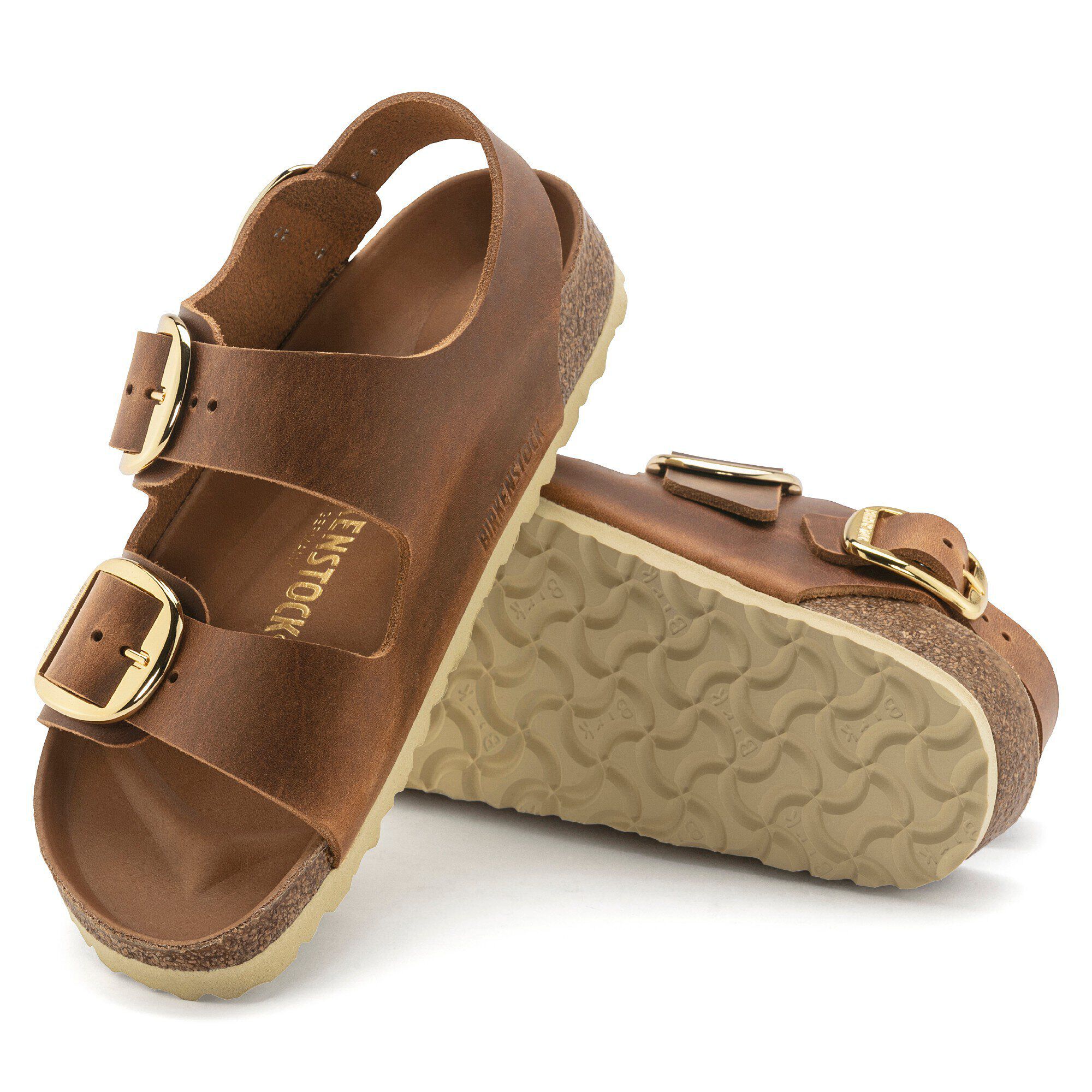 Milano Big Buckle Cuir huil&eacute; with outer sole details