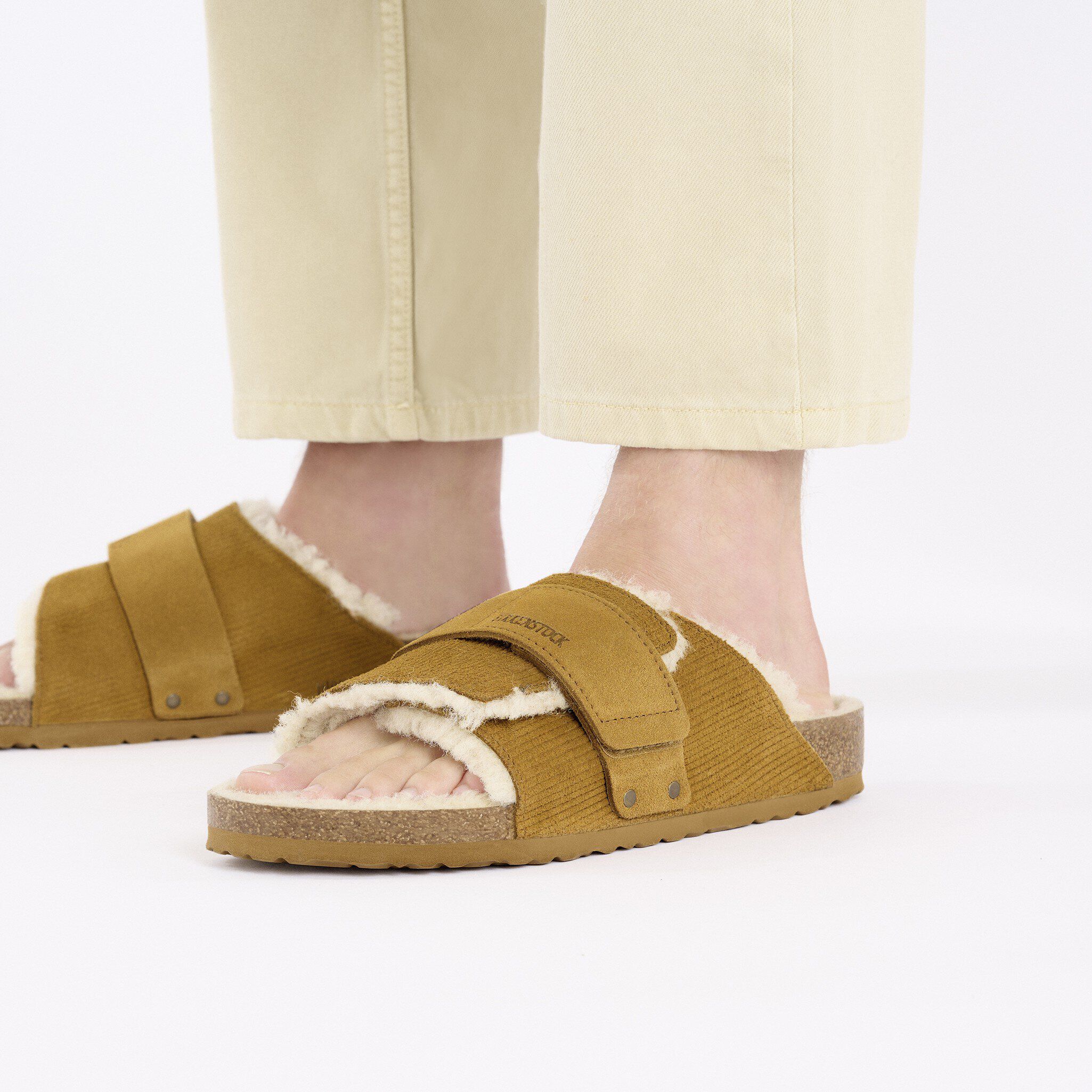 Kyoto Shearling Suede Leather/Fur in Color Corduroy Cork Brown