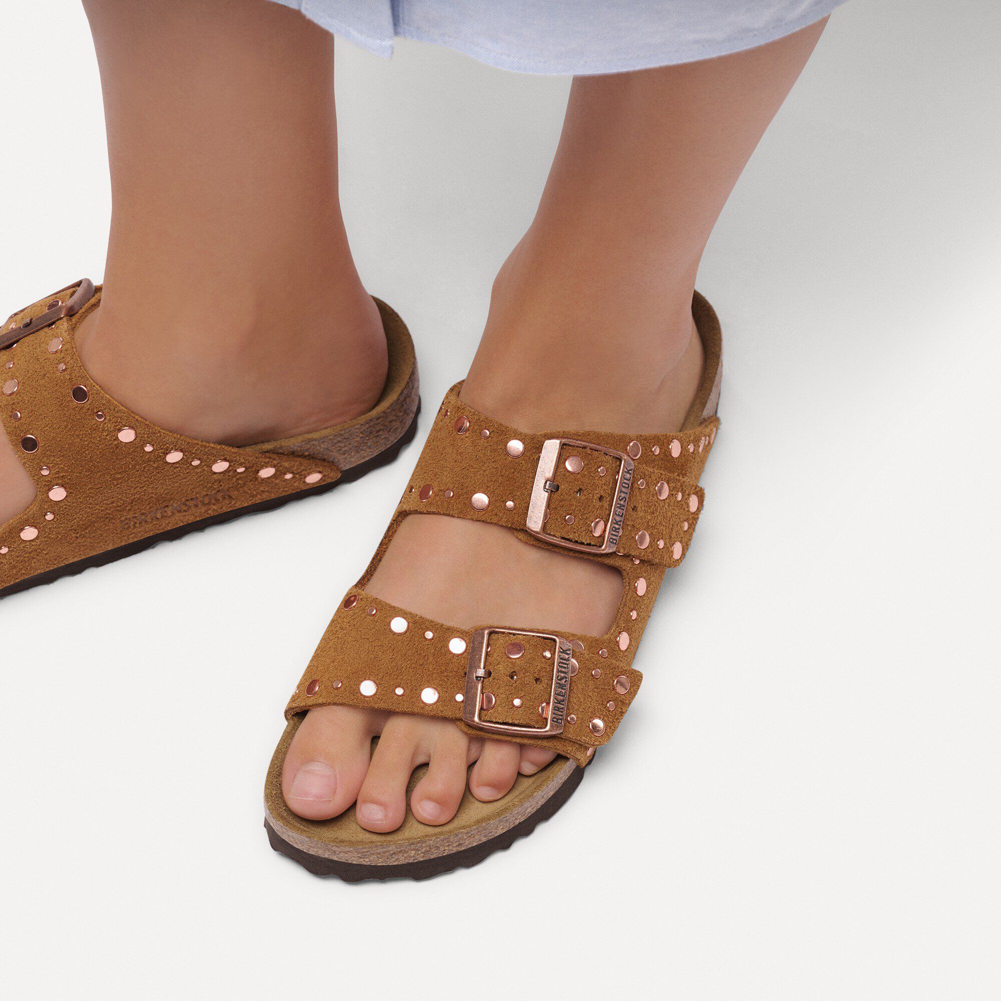 Arizona Rivet Suede Leather Close-up with a female model