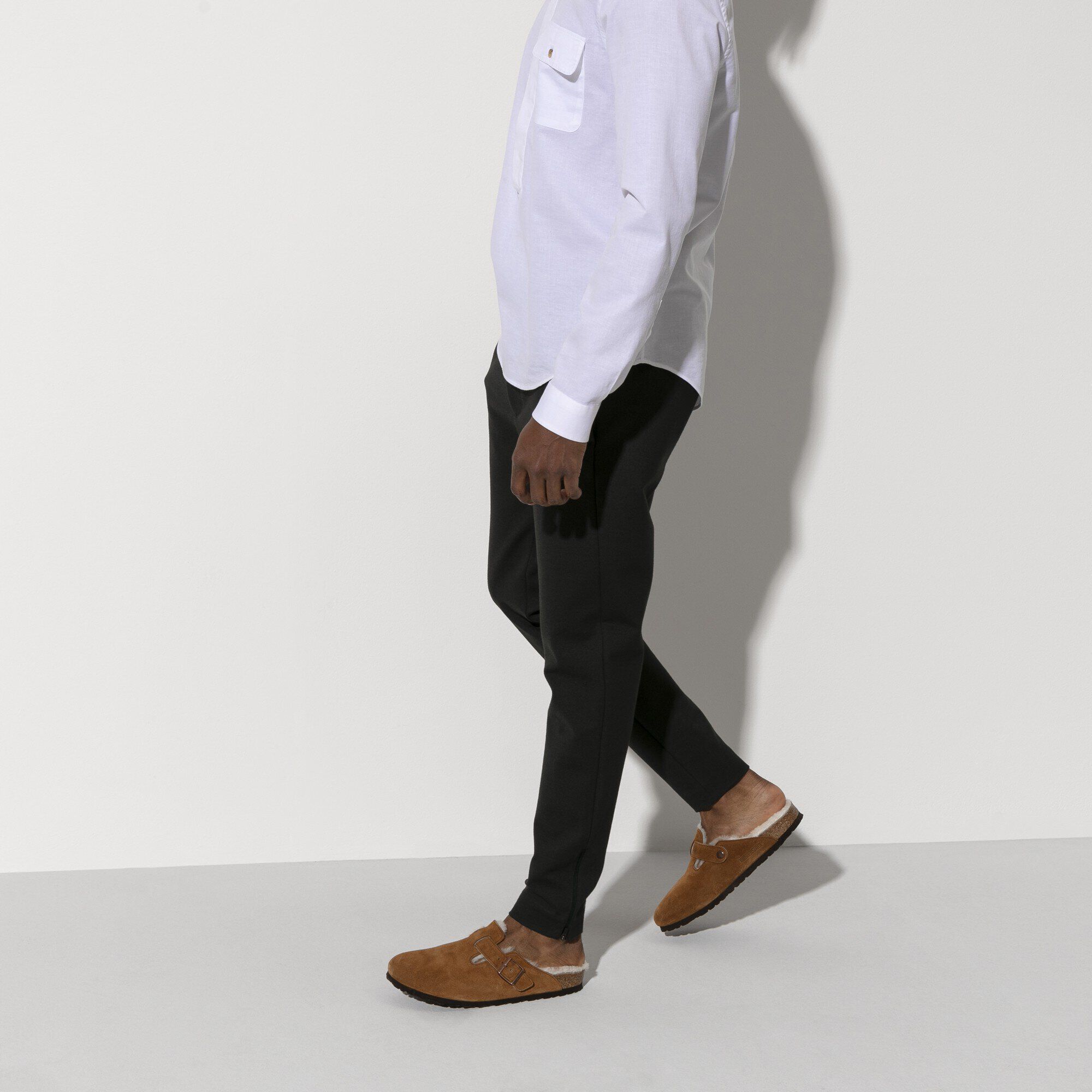 Boston Shearling Suede Leather Close-up with a male model