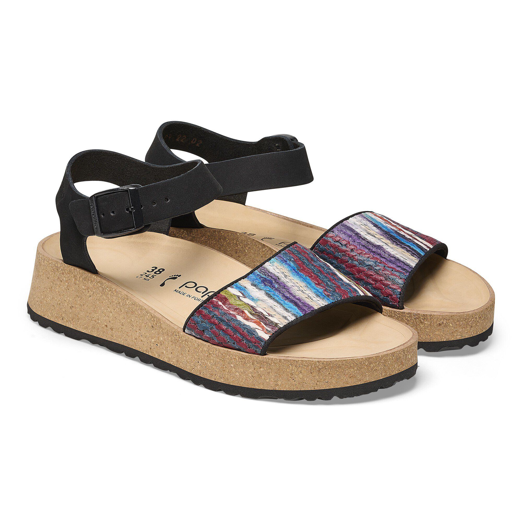 Glenda French Piping Nubuck Leather/Textile - shown as a pair