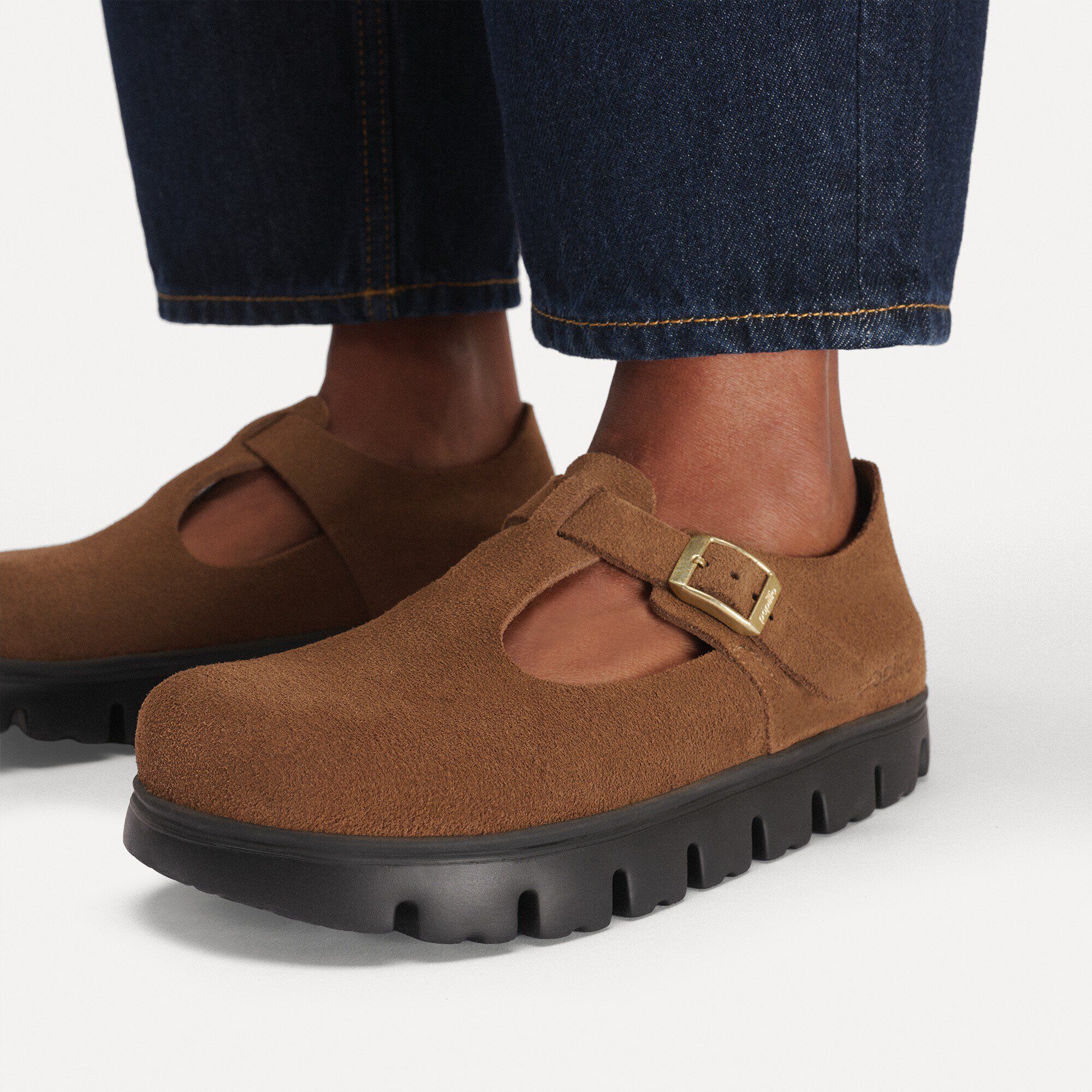 Paris Chunky Suede Leather Close-up with a female model