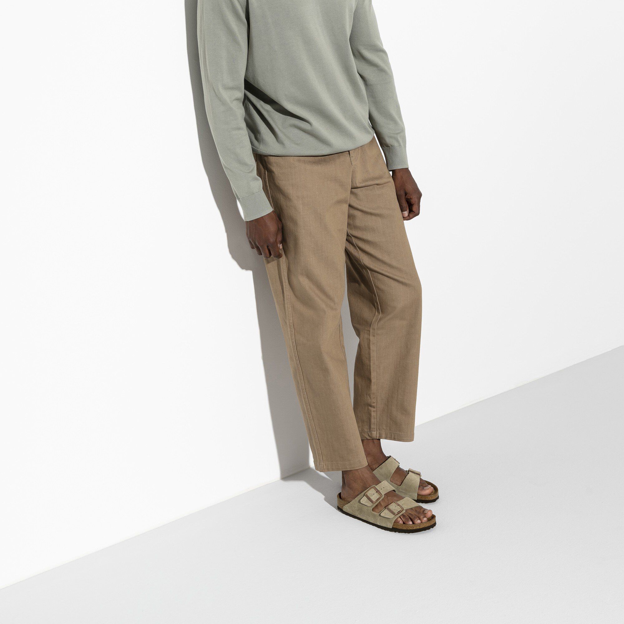 Arizona Soft Footbed Suede Leather Close-up with a male model