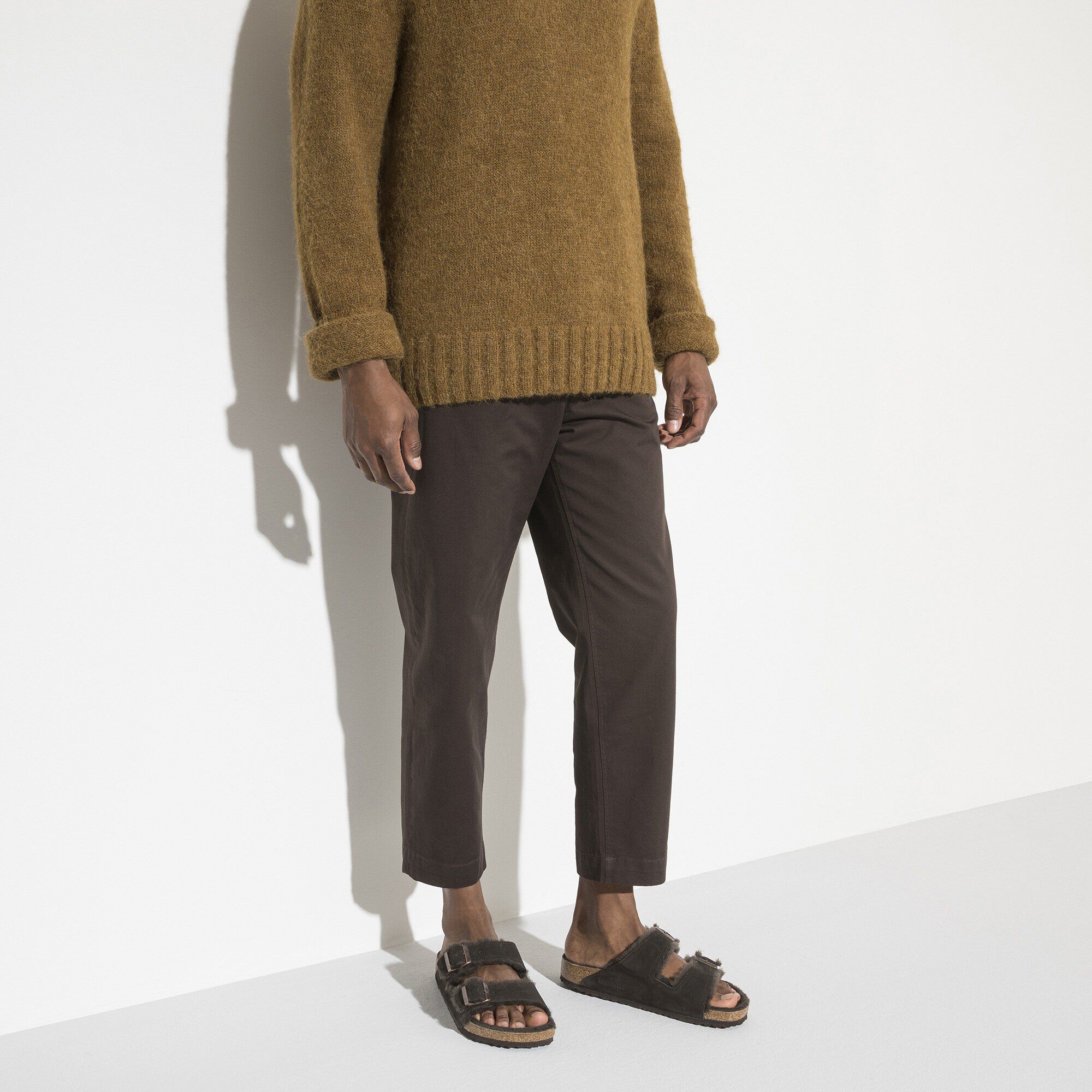 Arizona Shearling Suede Leather Close-up with a male model