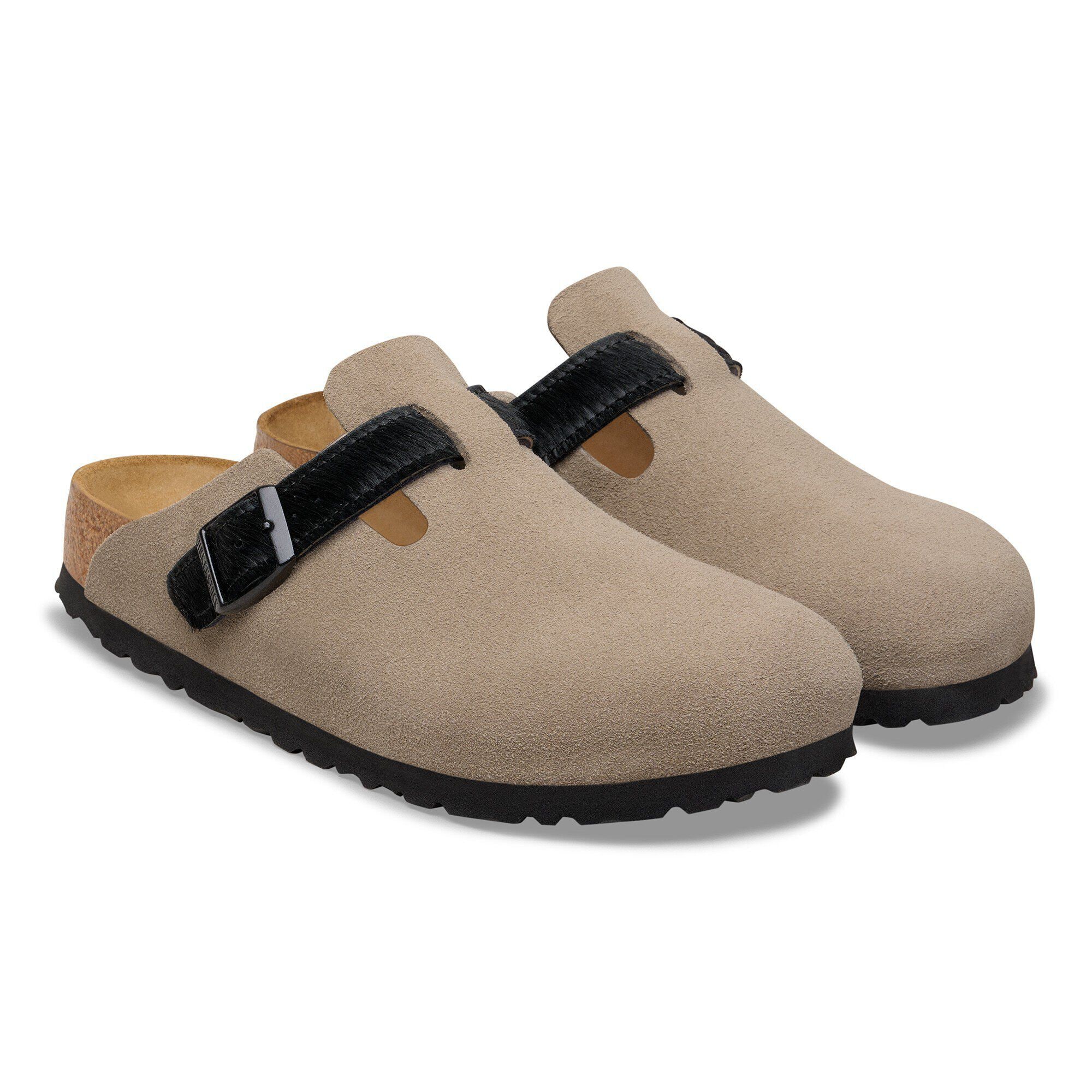 Boston Suede Leather in Color Taupe/Black | BIRKENSTOCK Singapore