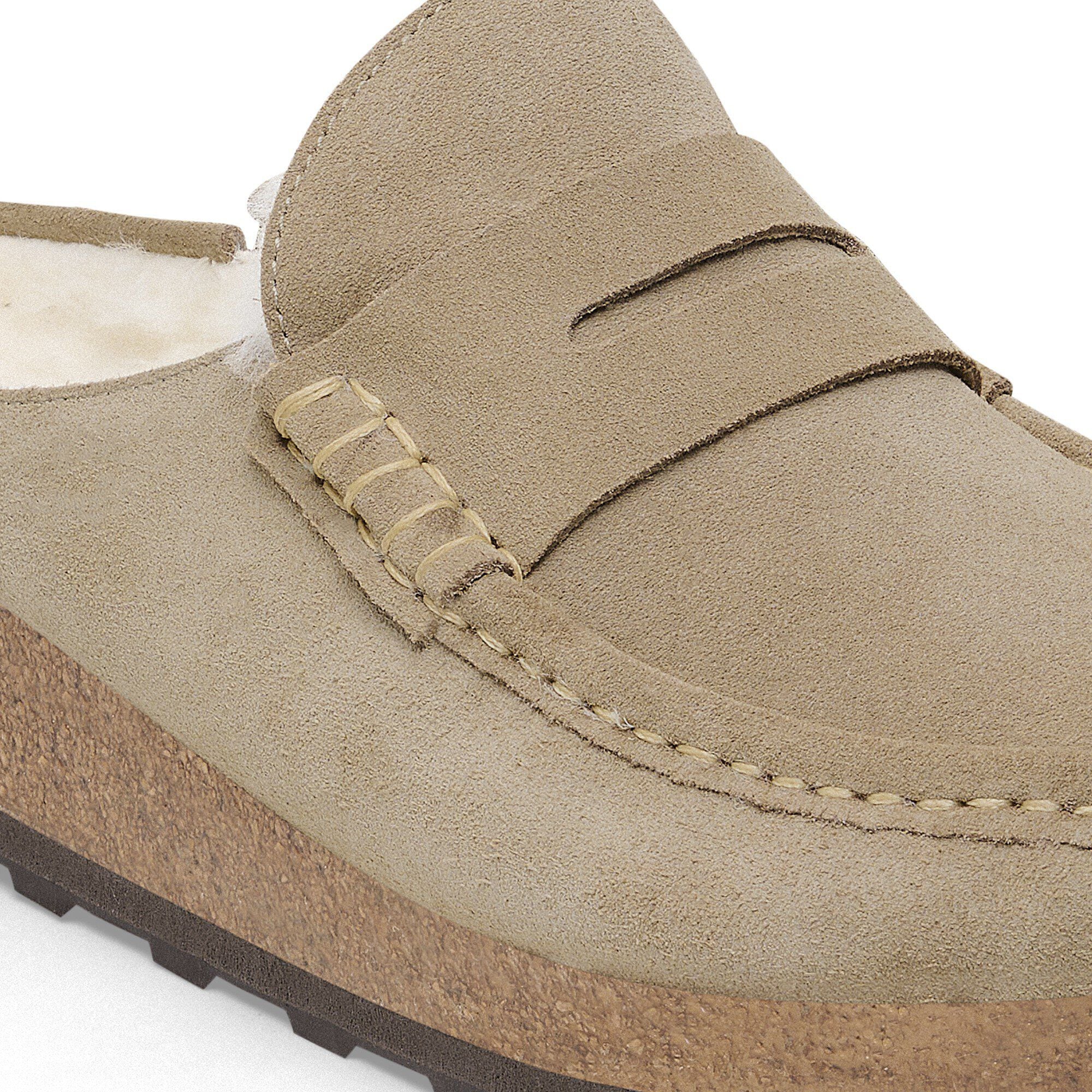 네이플스 시어링 스웨이드 가죽/퍼 Close-up view showing material detail