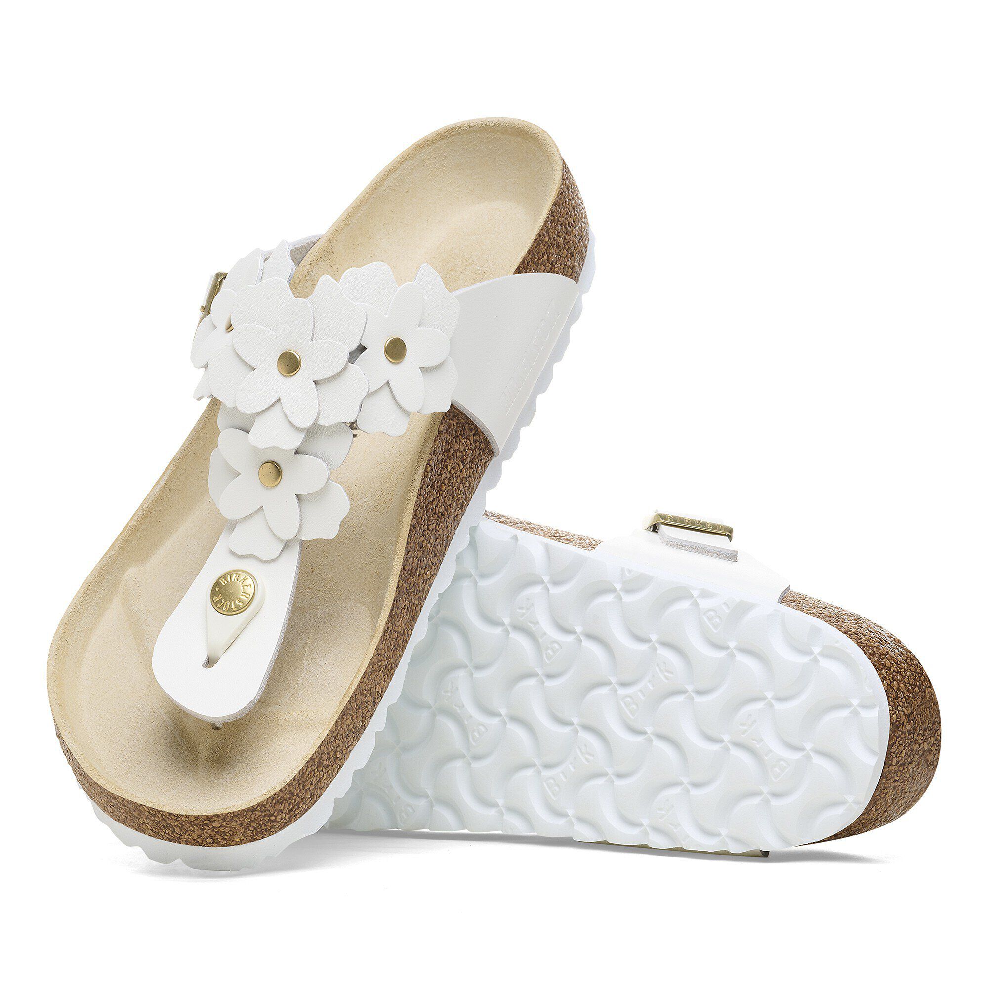 Gizeh Flower Embellishment Natural Leather with outer sole details
