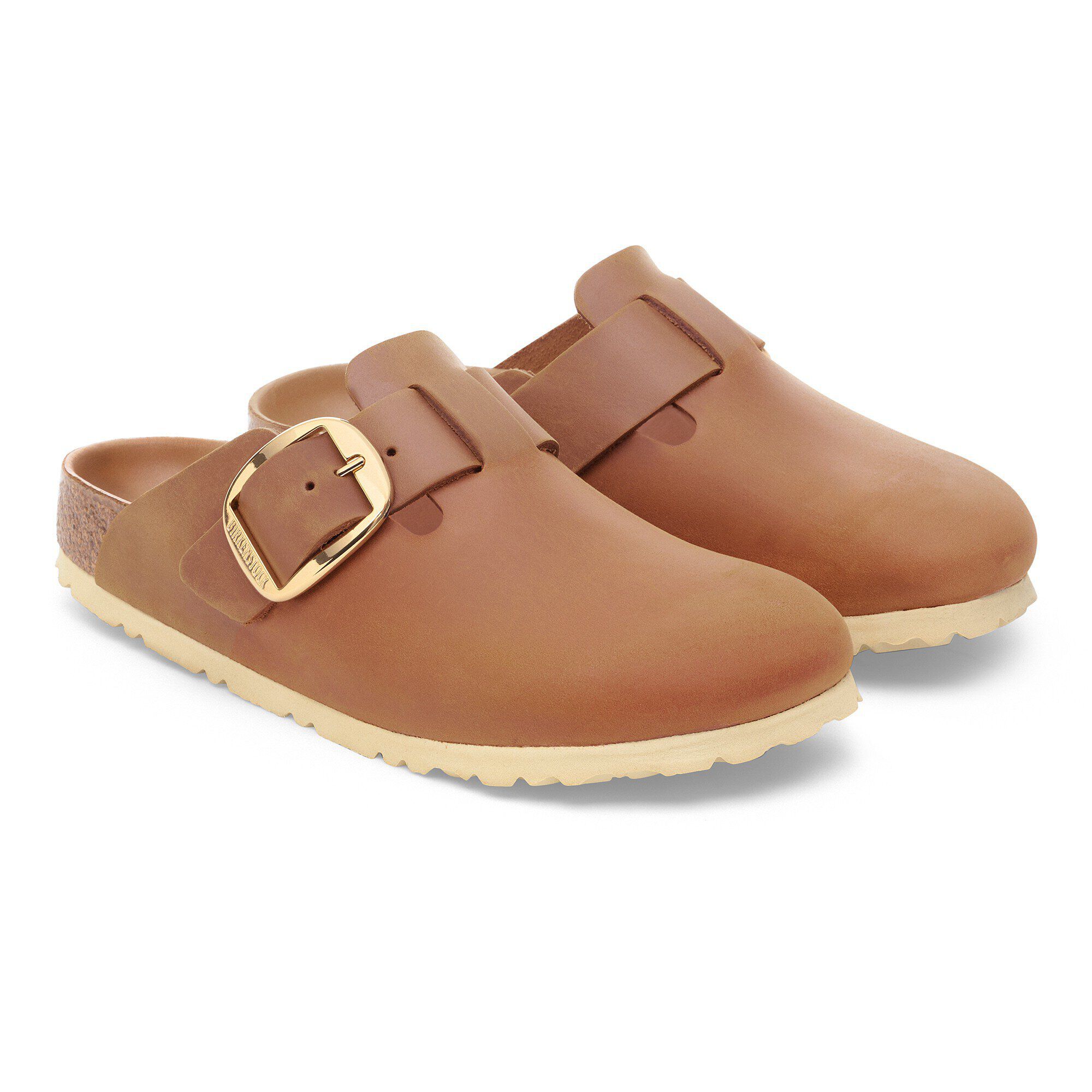 Boston Big Buckle Natural Leather Oiled - shown as a pair