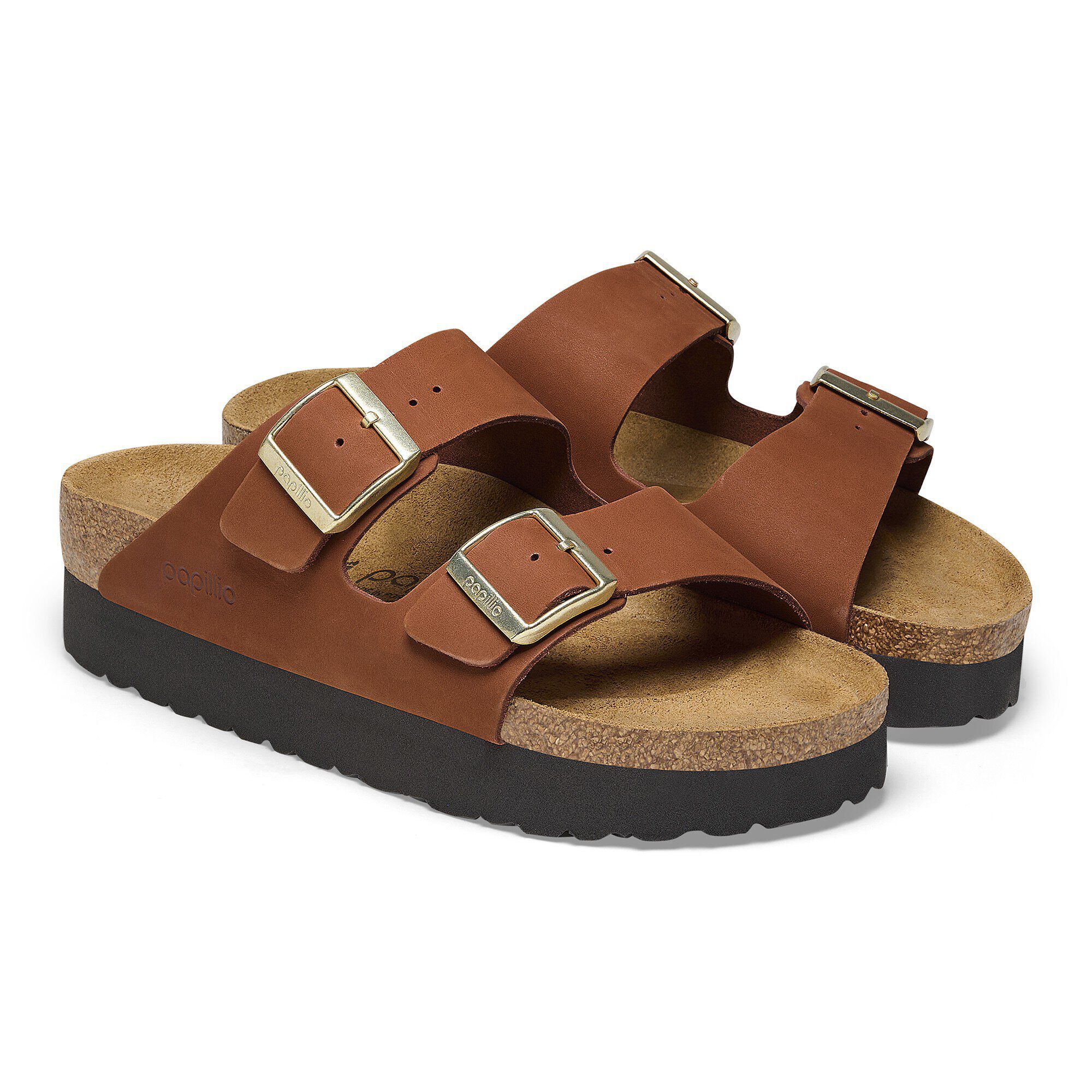 Arizona Platform Natural Leather Nubuck - shown as a pair