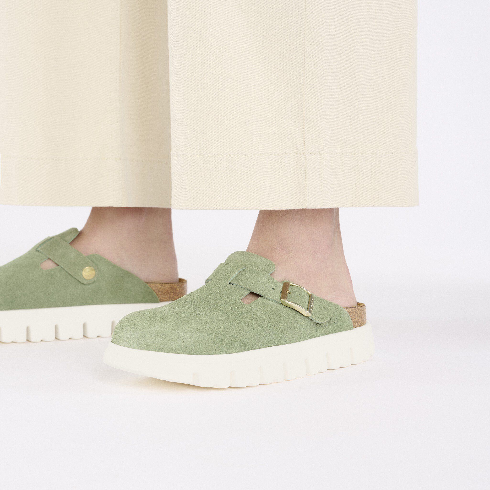 Boston Chunky Suede Leather Close-up with a female model