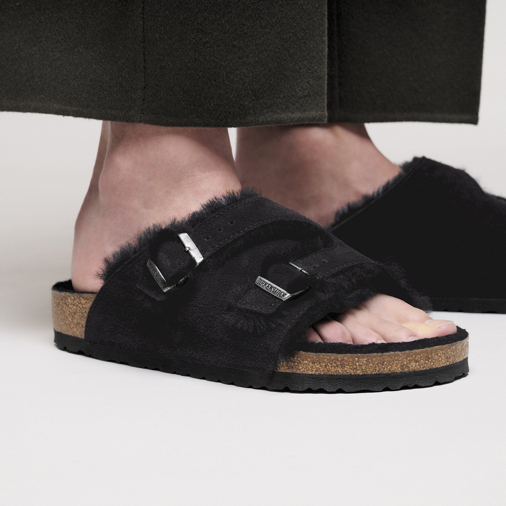 Birkenstock チューリッヒ サンダル スエードレザー 黒 25㎝ Zürich Lammfell / チューリッヒ シアリング」（スエードレザー