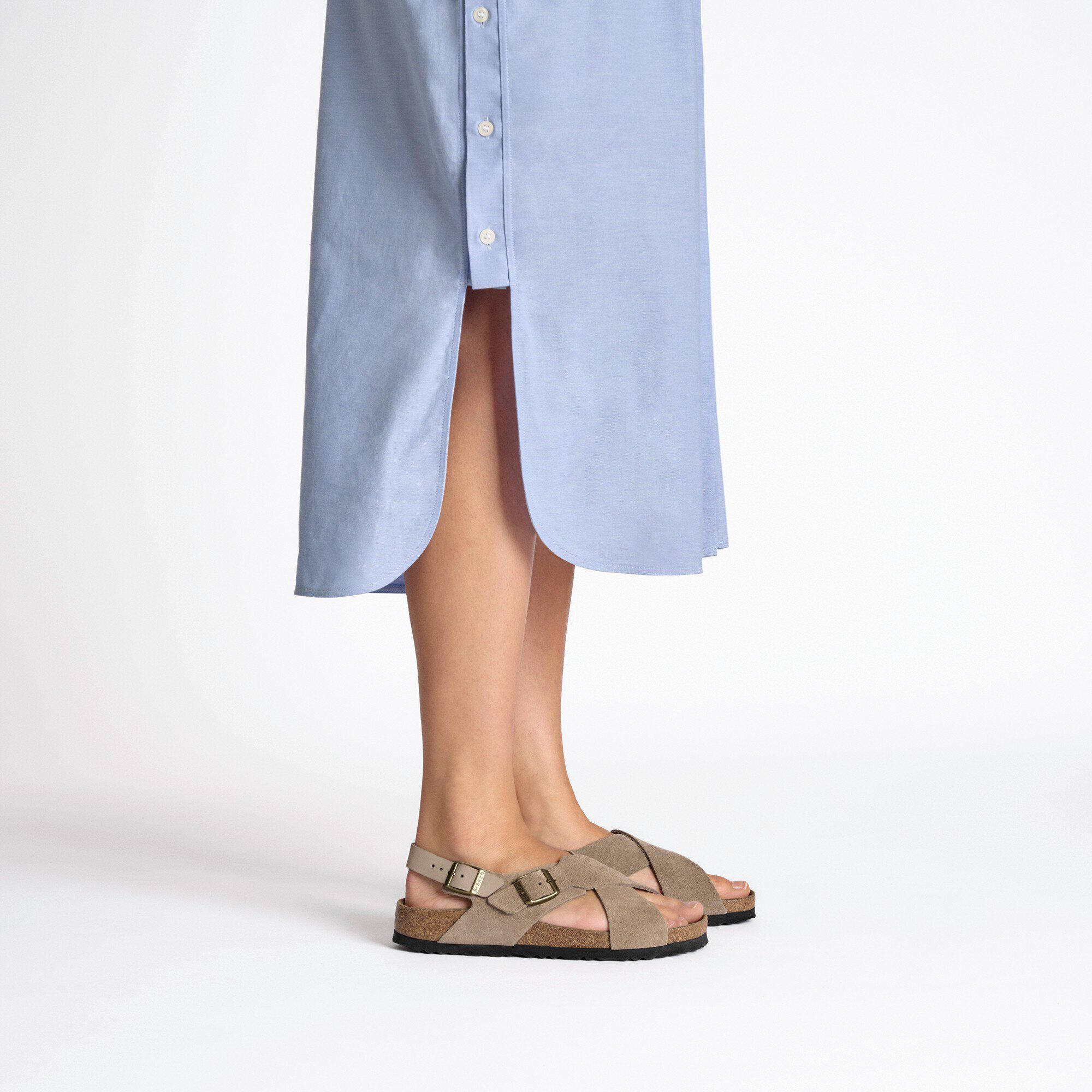 Tulum Soft Footbed Nubuck Leather/Suede with a female model