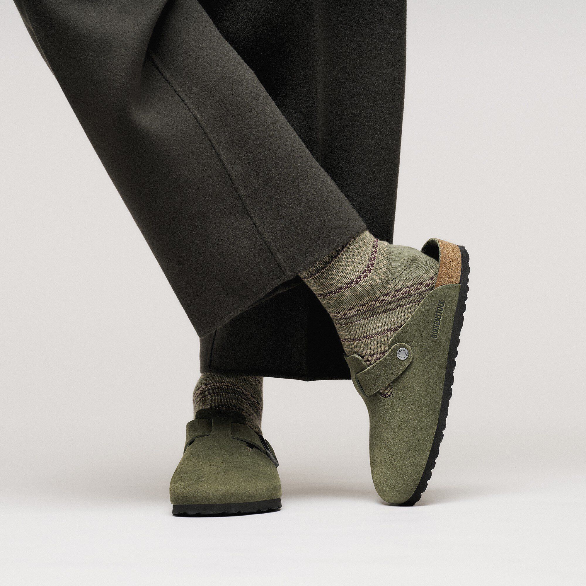 Boston Soft Footbed Suede Leather with a male model