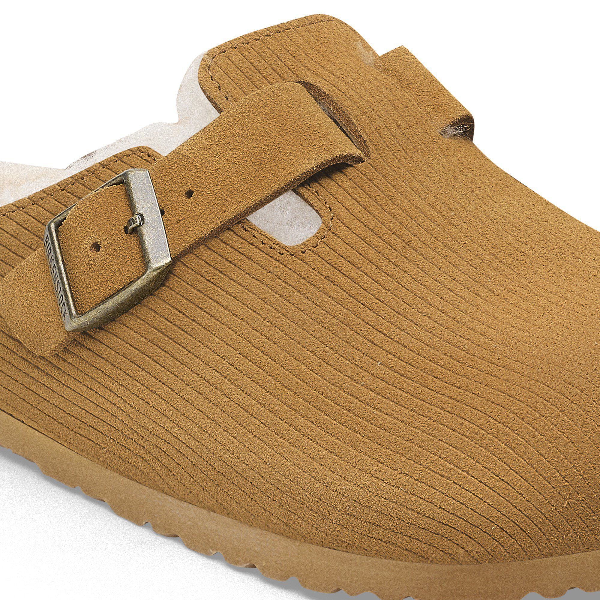 보스턴 VL 코듀로이 테디 시어링 스웨이드 가죽/퍼 Close-up view showing material detail